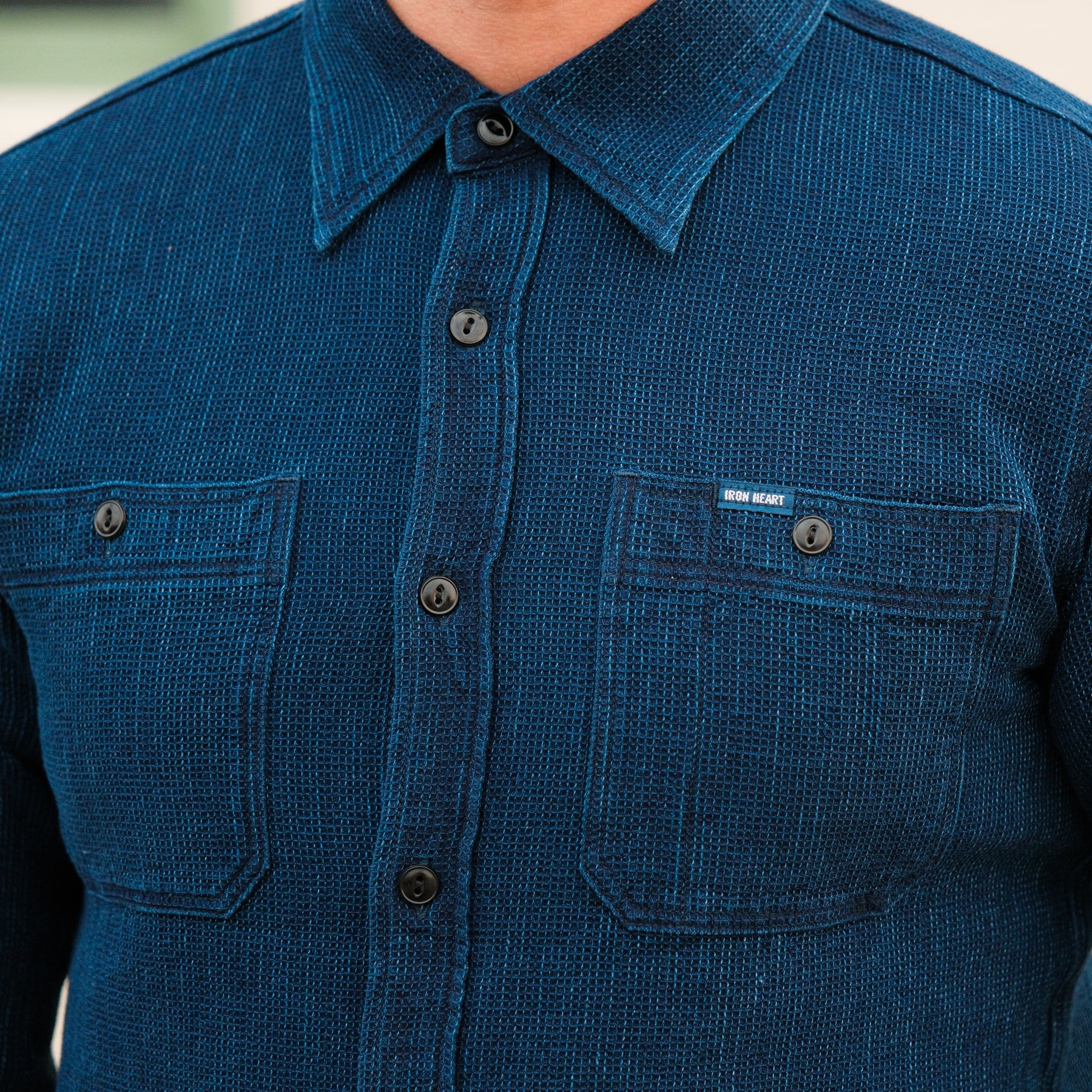 Iron Heart IHSH-96 Waffle Work Shirt Indigo