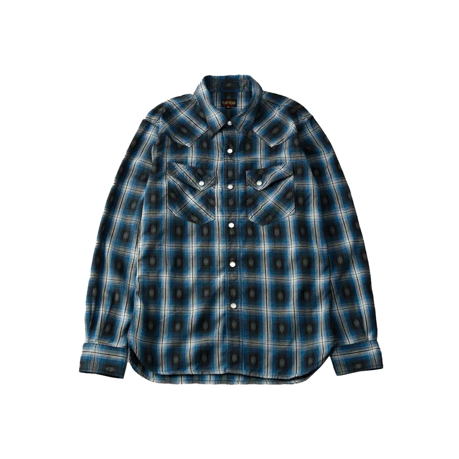 The Flat Head FN-SNW-004L Native Check Western Shirt Blue