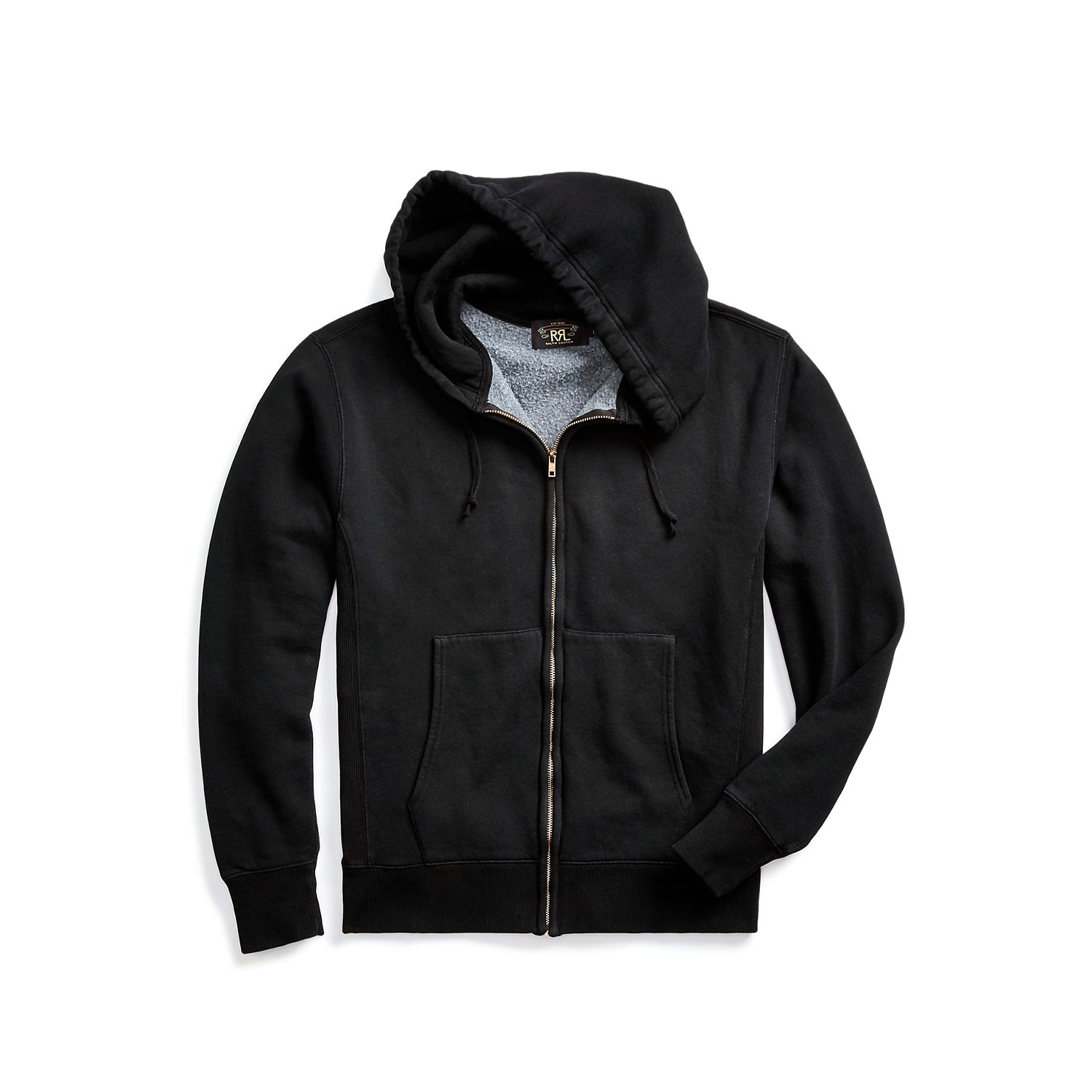 RRL Garment Dyed Fleece Hoodie Night Trader Black