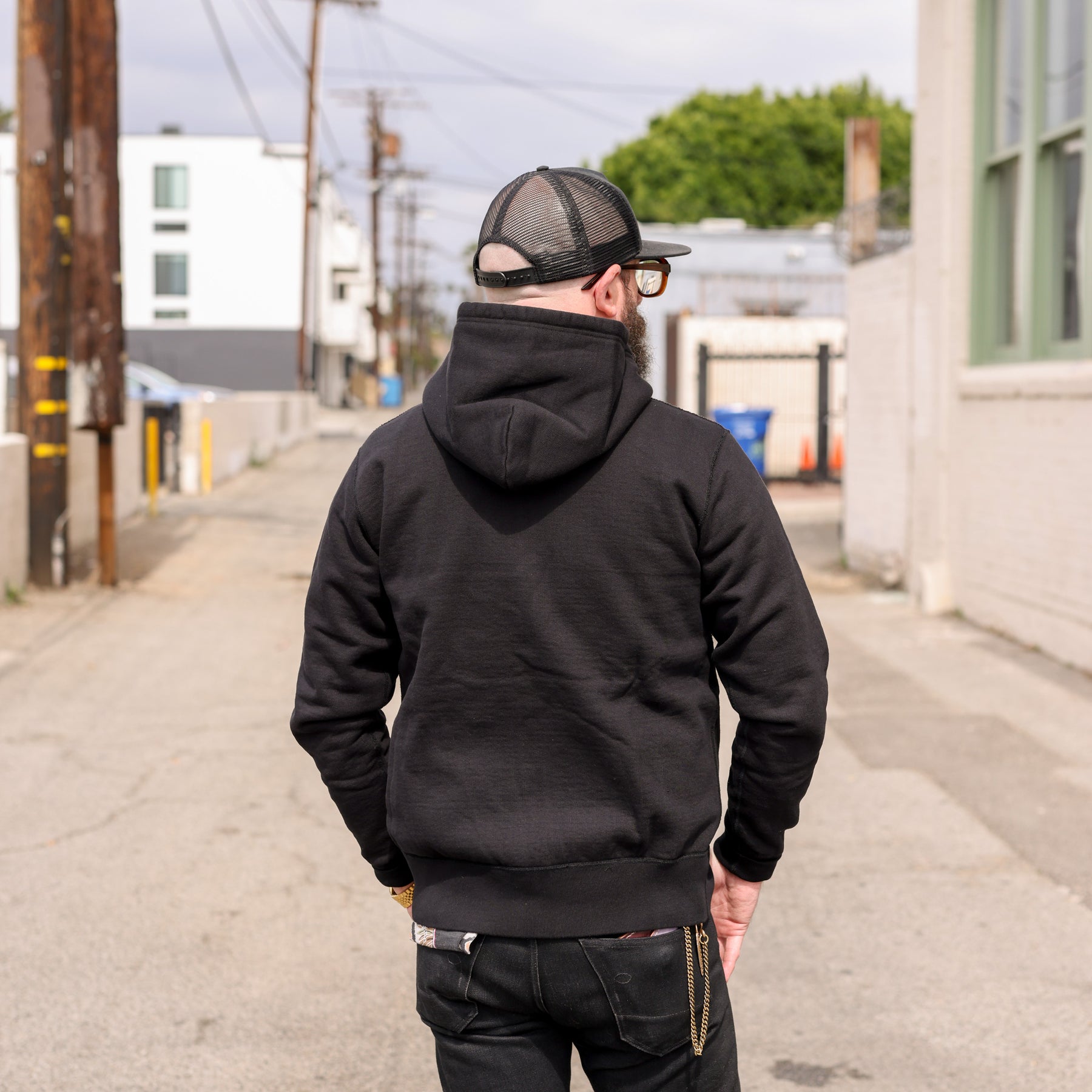 Iron Heart IHSW-10-BLK 14oz Ultra Heavyweight Loopwheel Cotton Zip Up Hoodie Black