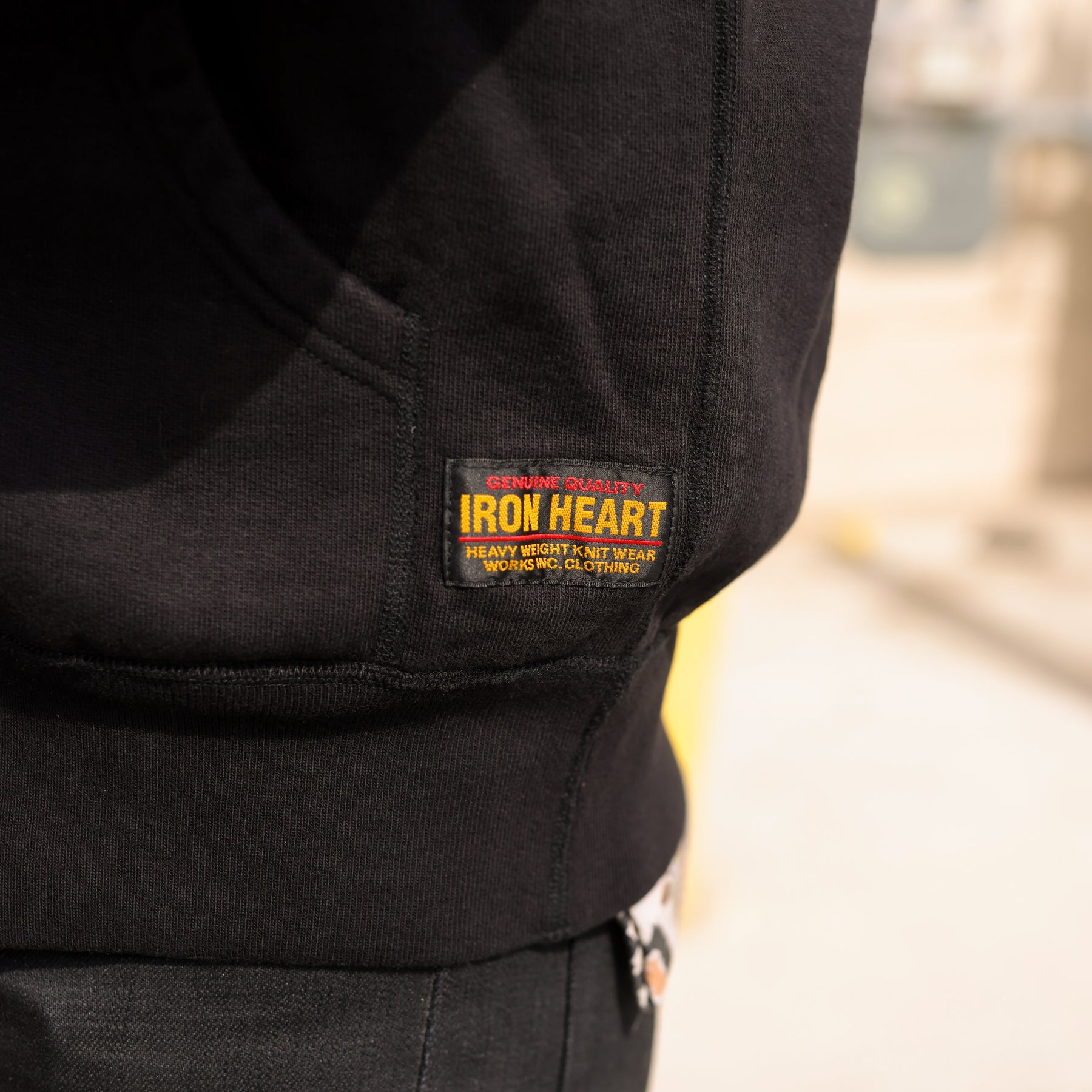 Iron Heart IHSW-10-BLK 14oz Ultra Heavyweight Loopwheel Cotton Zip Up Hoodie Black