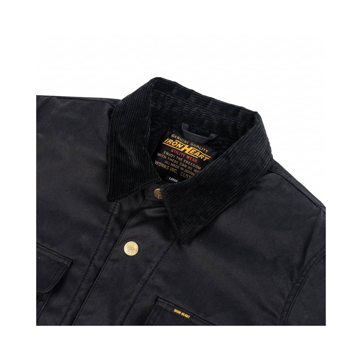 Iron Heart IHJ-114-BLK 7oz Oiled Cotton Chore Jacket Black
