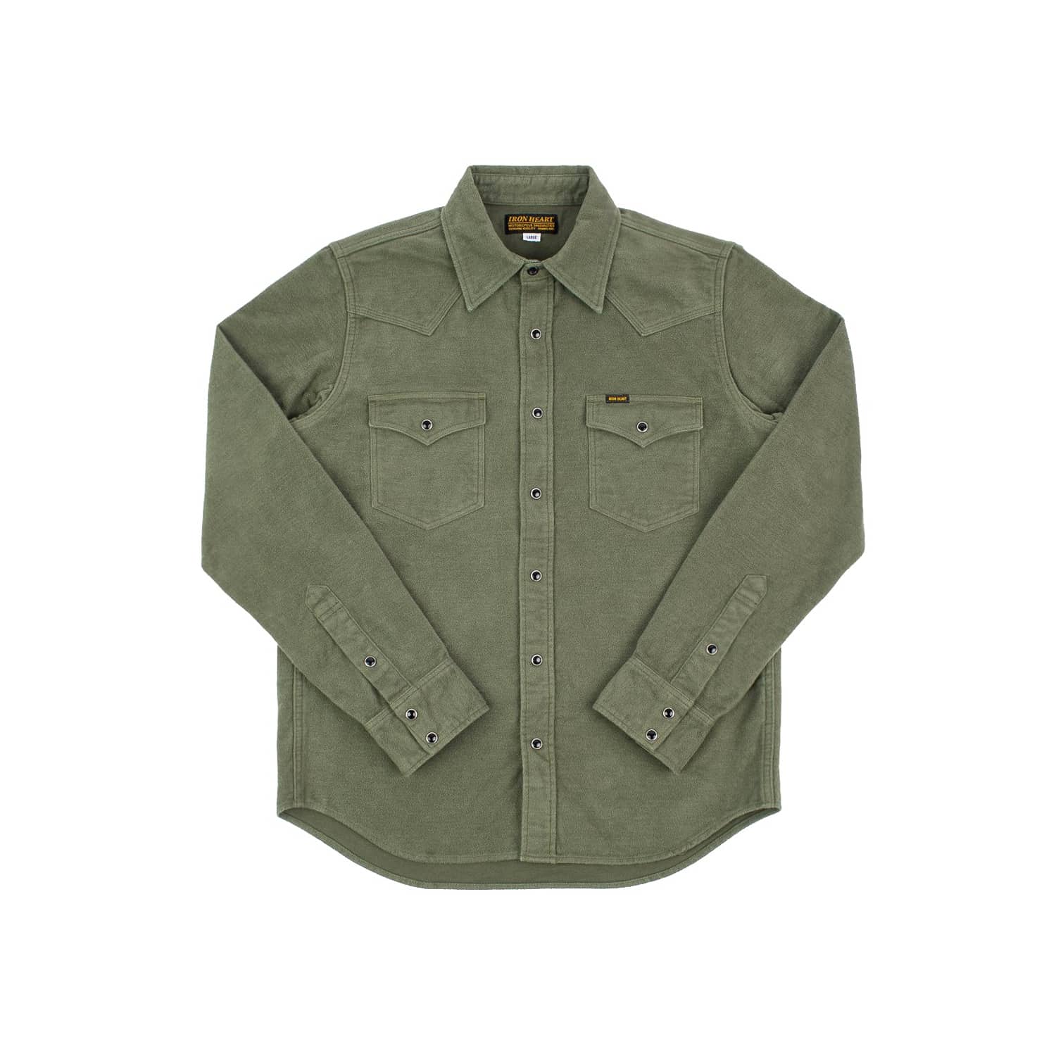 Iron Heart IHSH-330-ODG 9oz Raised Whipcord Western Shirt Olive