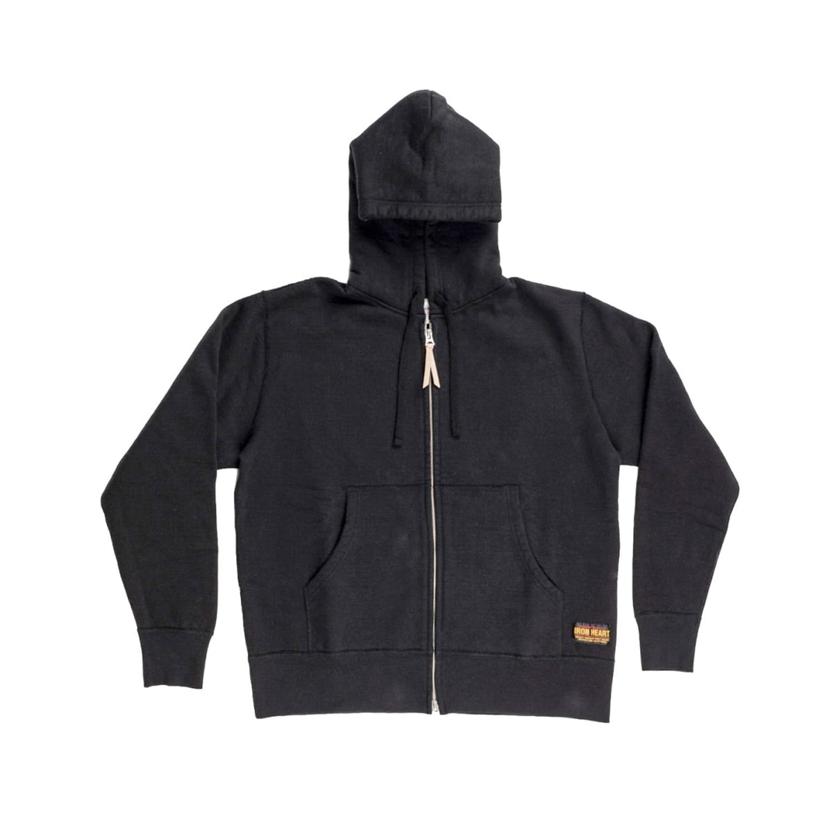 Iron Heart IHSW-10-BLK 14oz Ultra Heavyweight Loopwheel Cotton Zip Up Hoodie Black