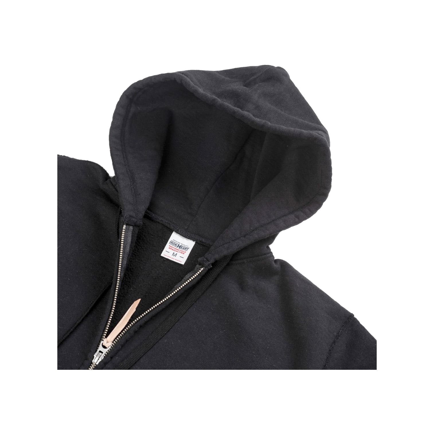 Iron Heart IHSW-10-BLK 14oz Ultra Heavyweight Loopwheel Cotton Zip Up Hoodie Black