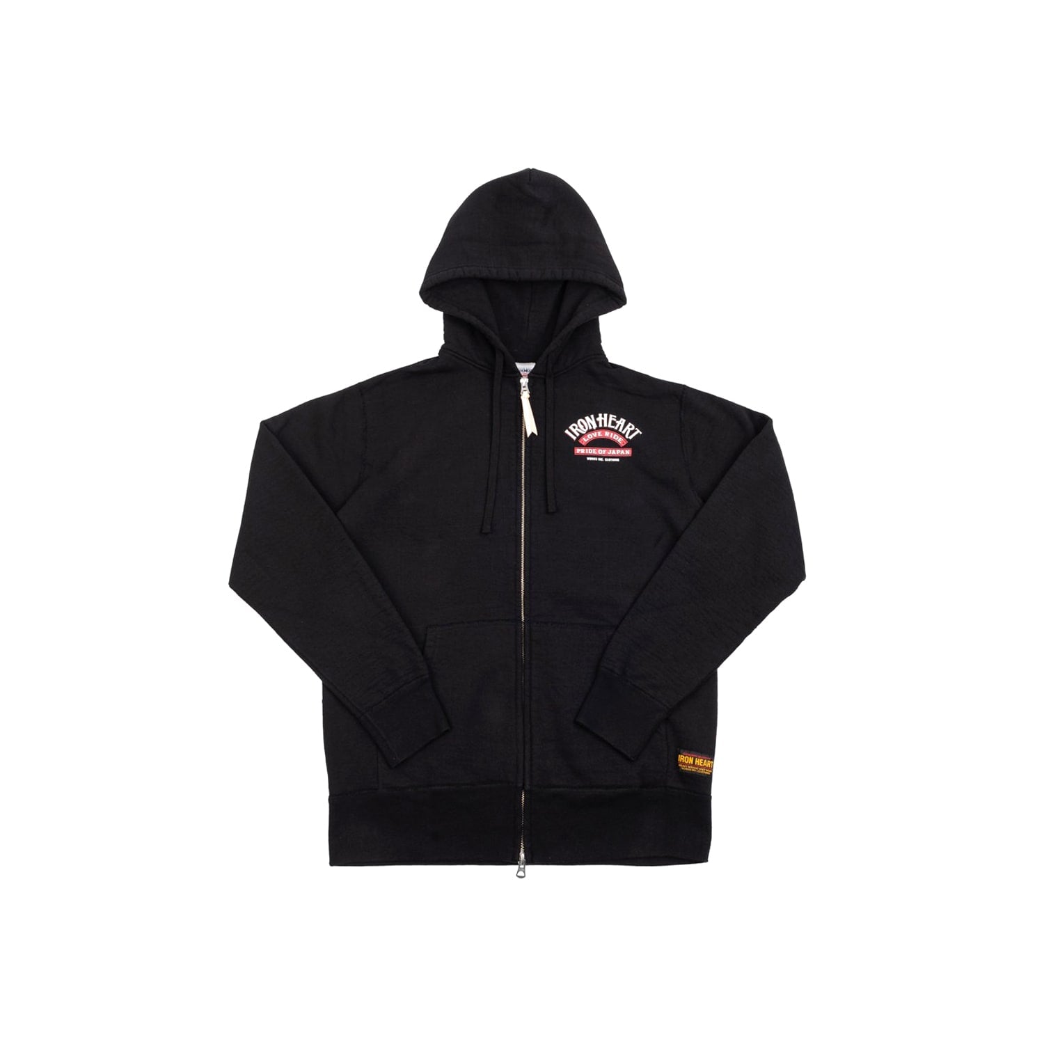 Iron Heart IHSW-66-BLK 14oz Ultra Heavyweight Loopwheel Cotton Zippered Hoodie Black