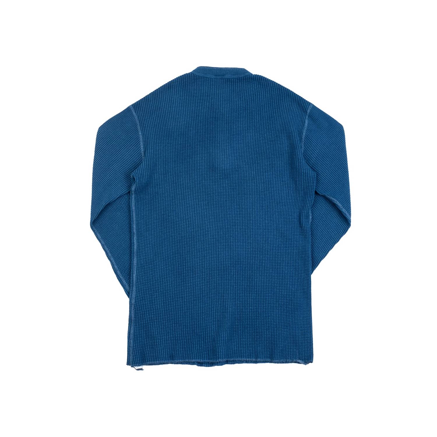 Iron Heart IHTL-1213-IND Waffle Knit Long Sleeved Thermal Henley Indigo Dyed