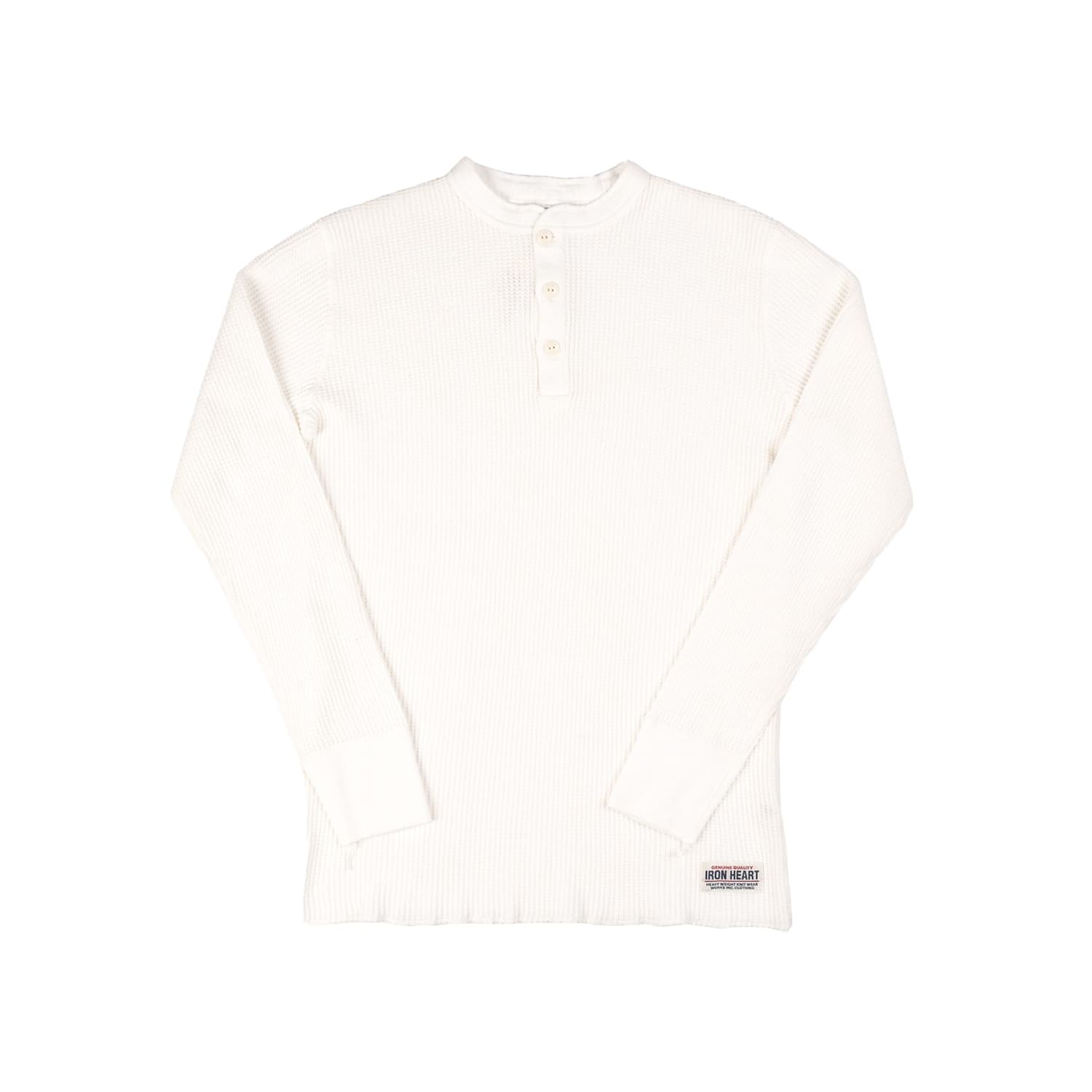 Iron Heart IHTL-1213-WHT Waffle Knit Long Sleeved Thermal Henley White