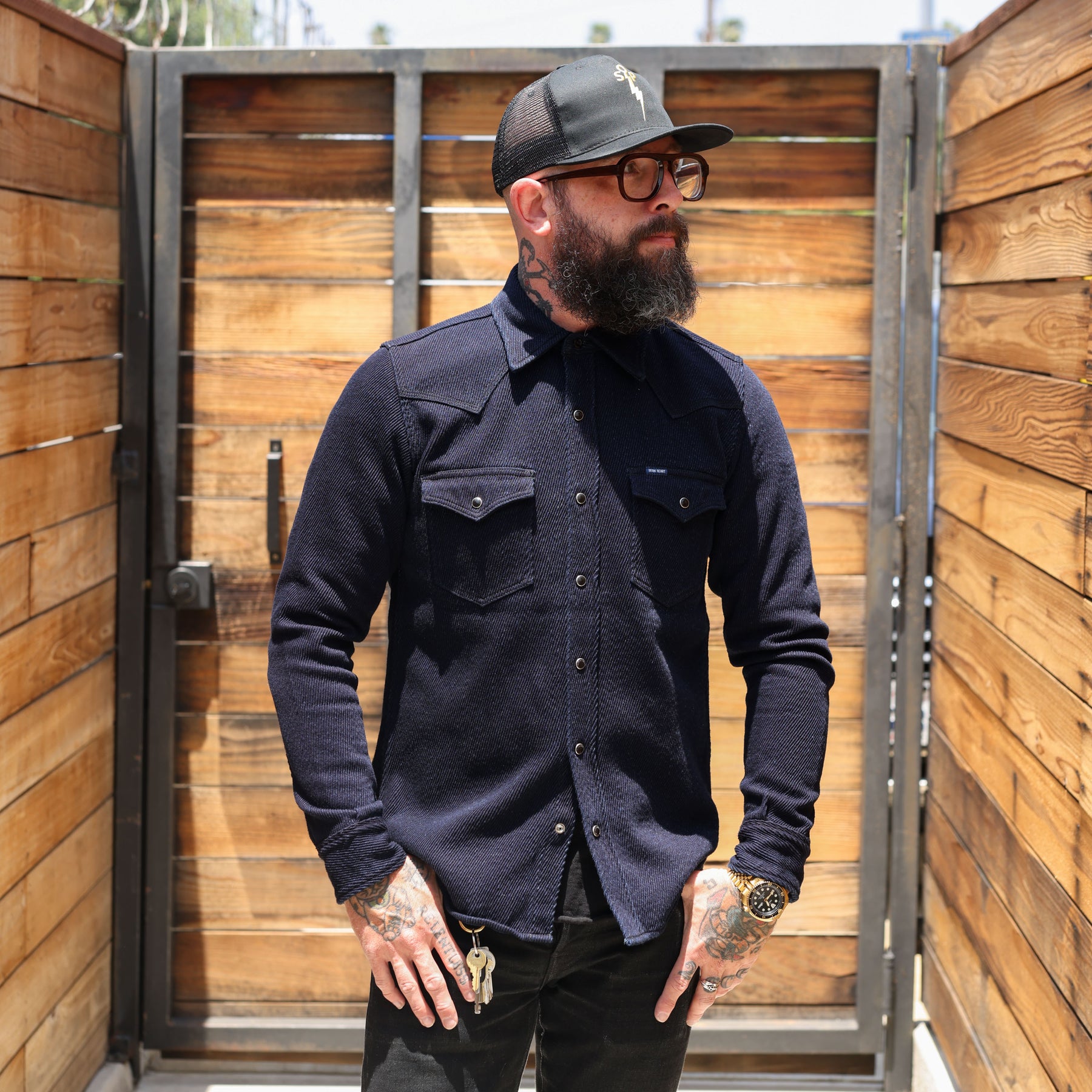 Iron Heart IHSH-208-IND Kersey Western Shirt Indigo