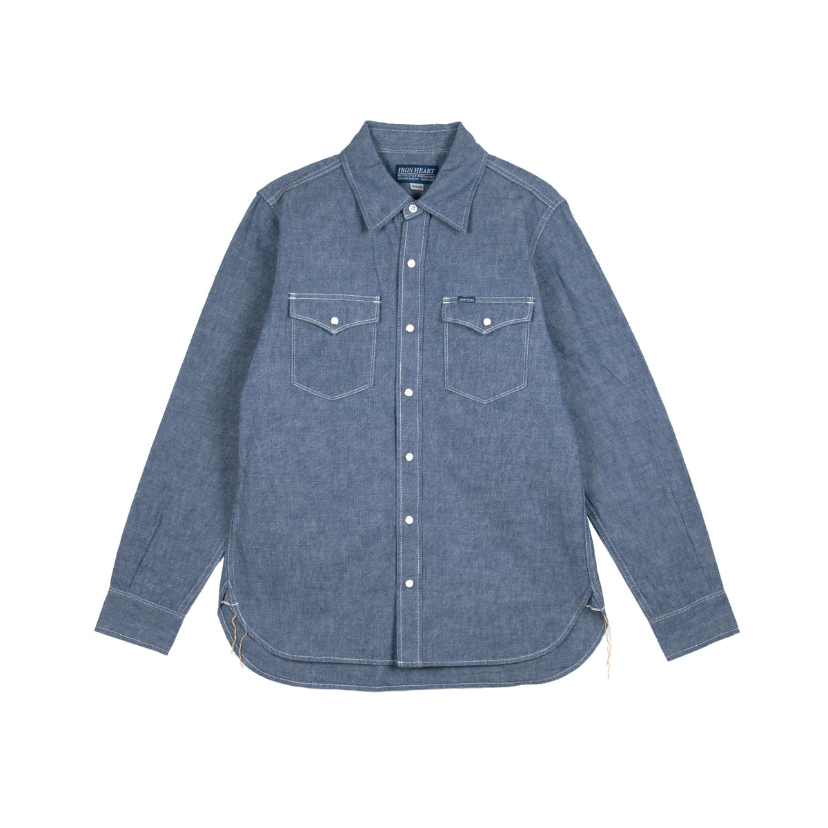 Iron Heart IHSH-13-BLU Selvedge Chambray Western Shirt Blue FINAL SALE