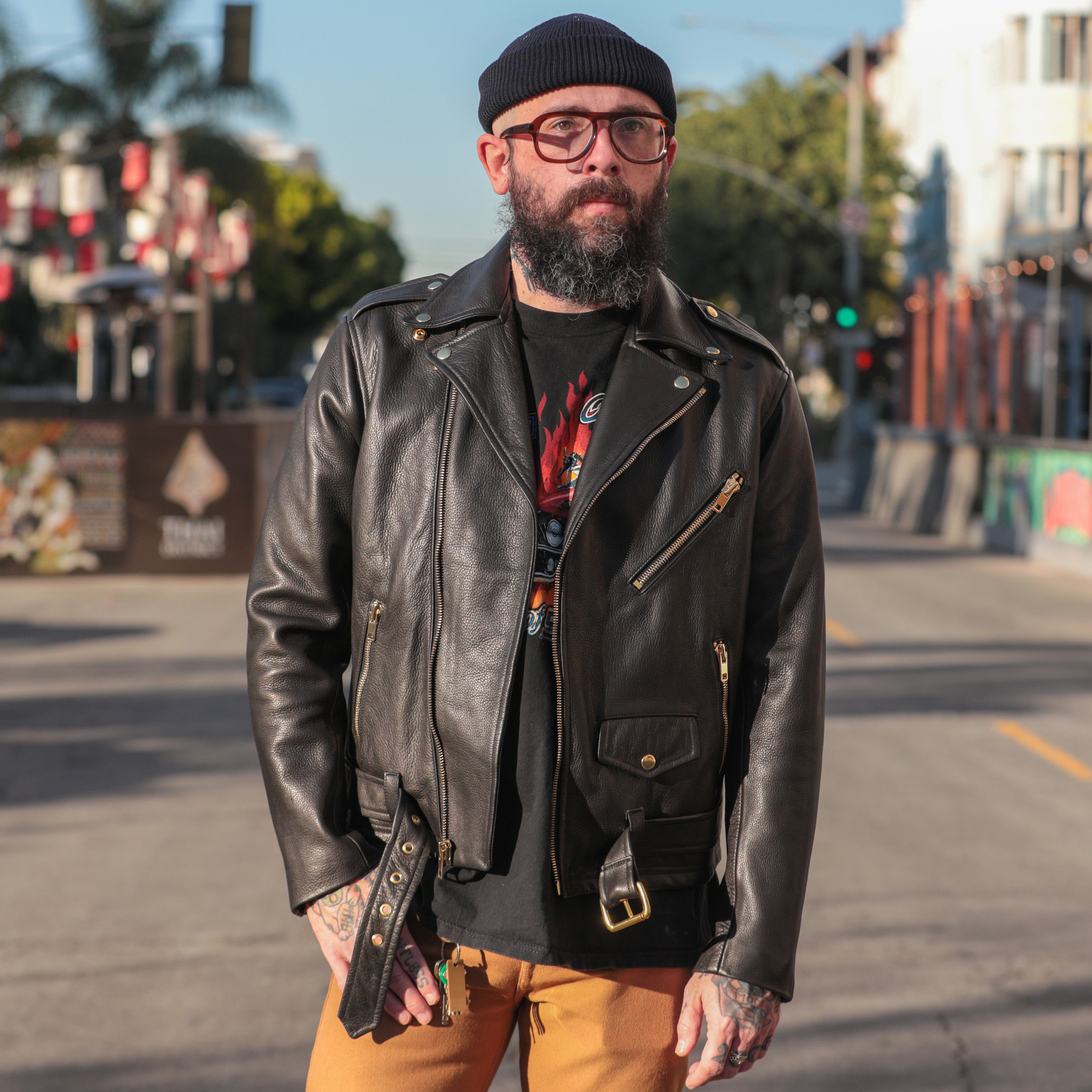 Laer Brand | Classic Moto Jacket Black w/ Gold Hardware