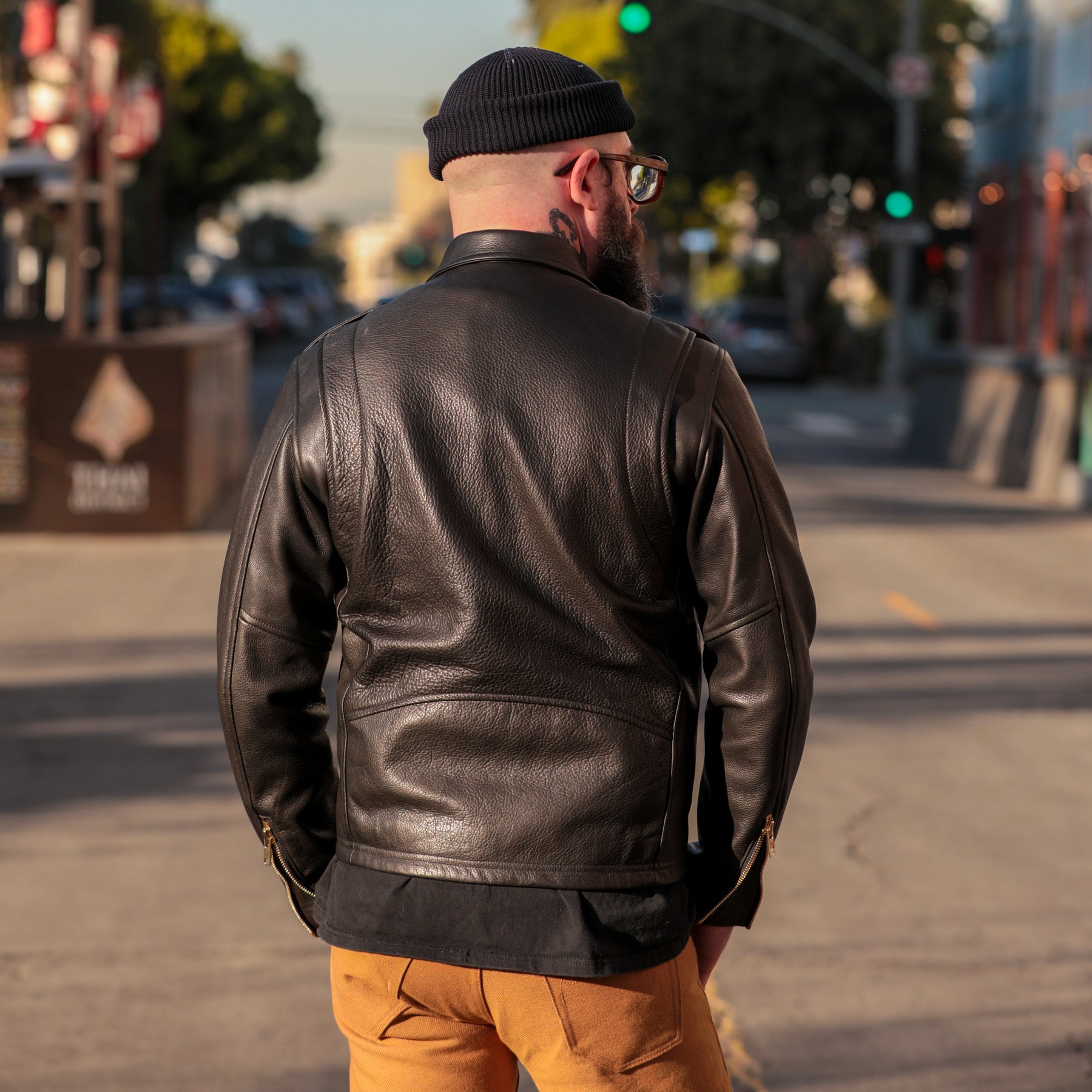 Lær Brand Classic Moto Jacket Black w/ Gold Hardware