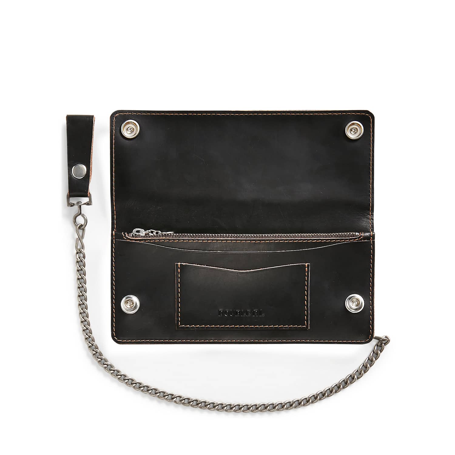 RRL Leather Chain Wallet Black Over Brown