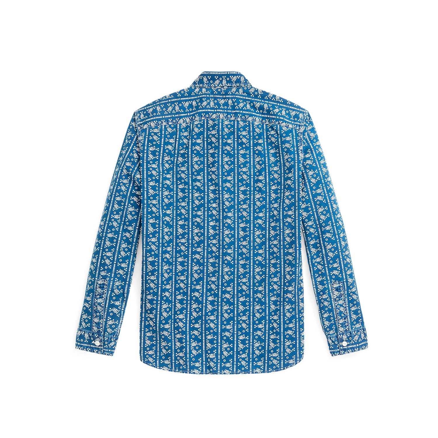 RRL Logo-Print Indigo Woven Work Shirt