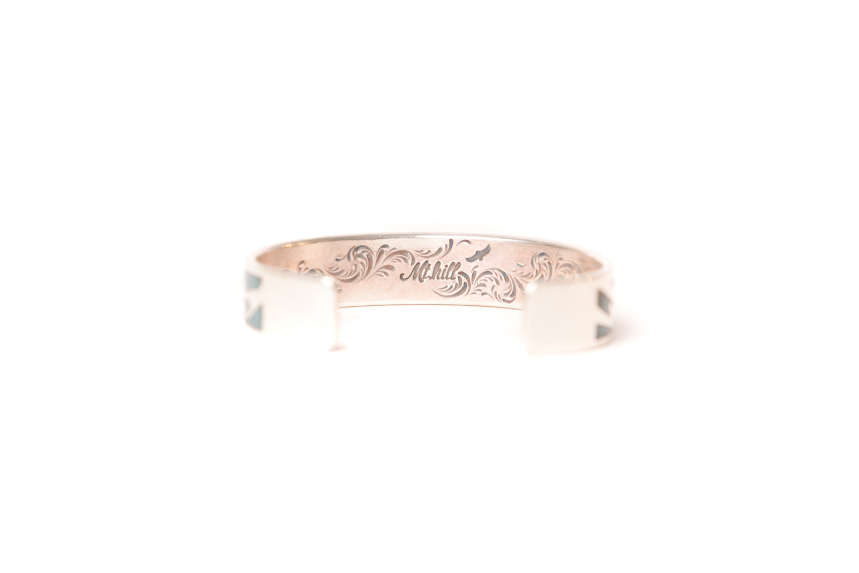Mt. Hill Silver Chipped Inlaid Turquoise Thunderbolt Cuff