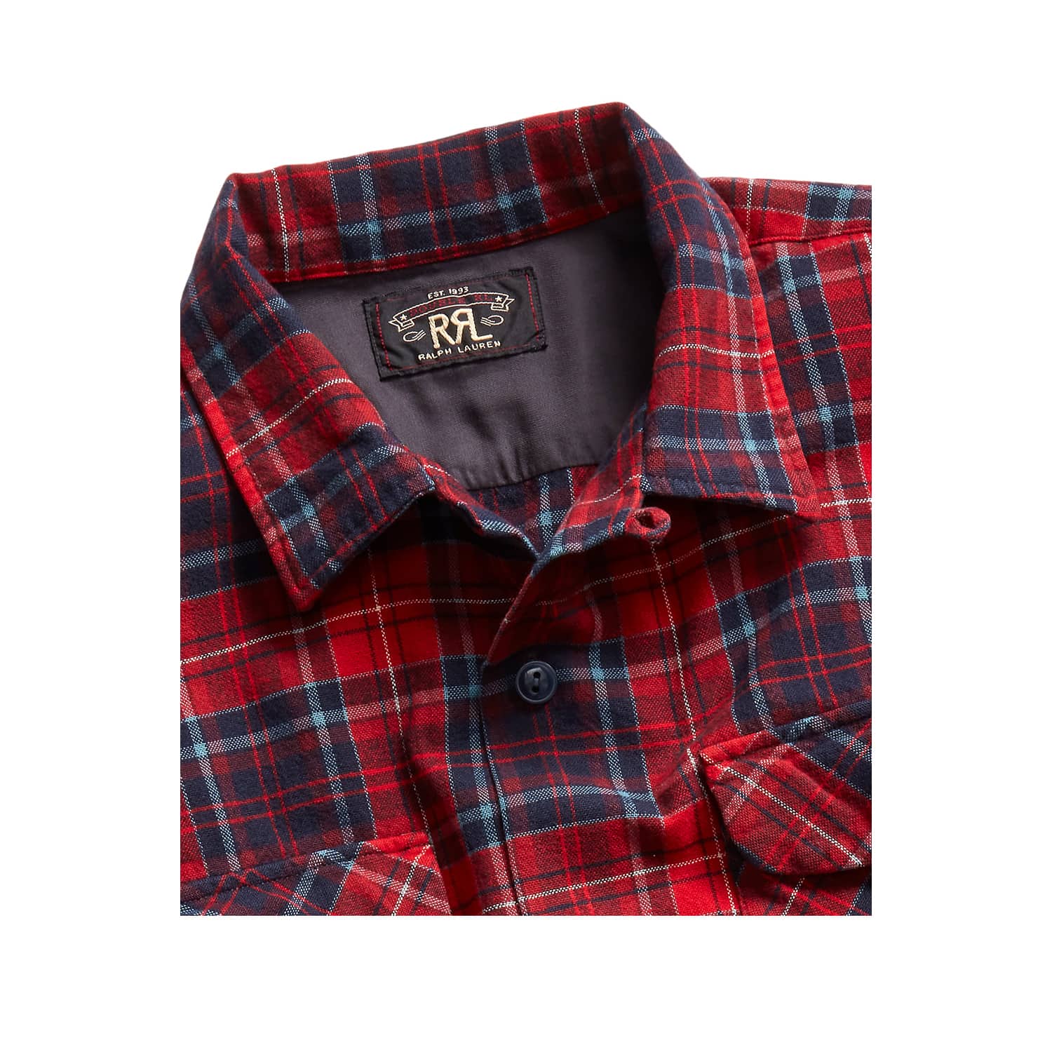 RRL Plaid Brushed Camp Workshirt Red