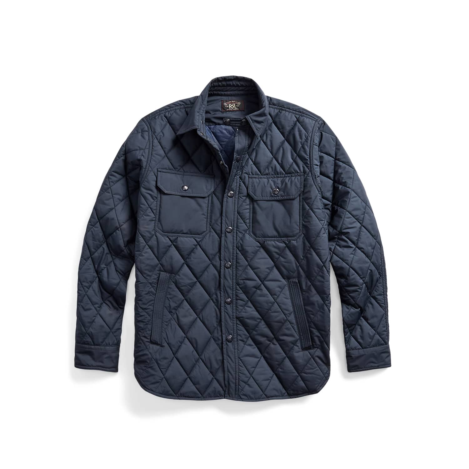 RRL Quilted Shirt Jacket Navy