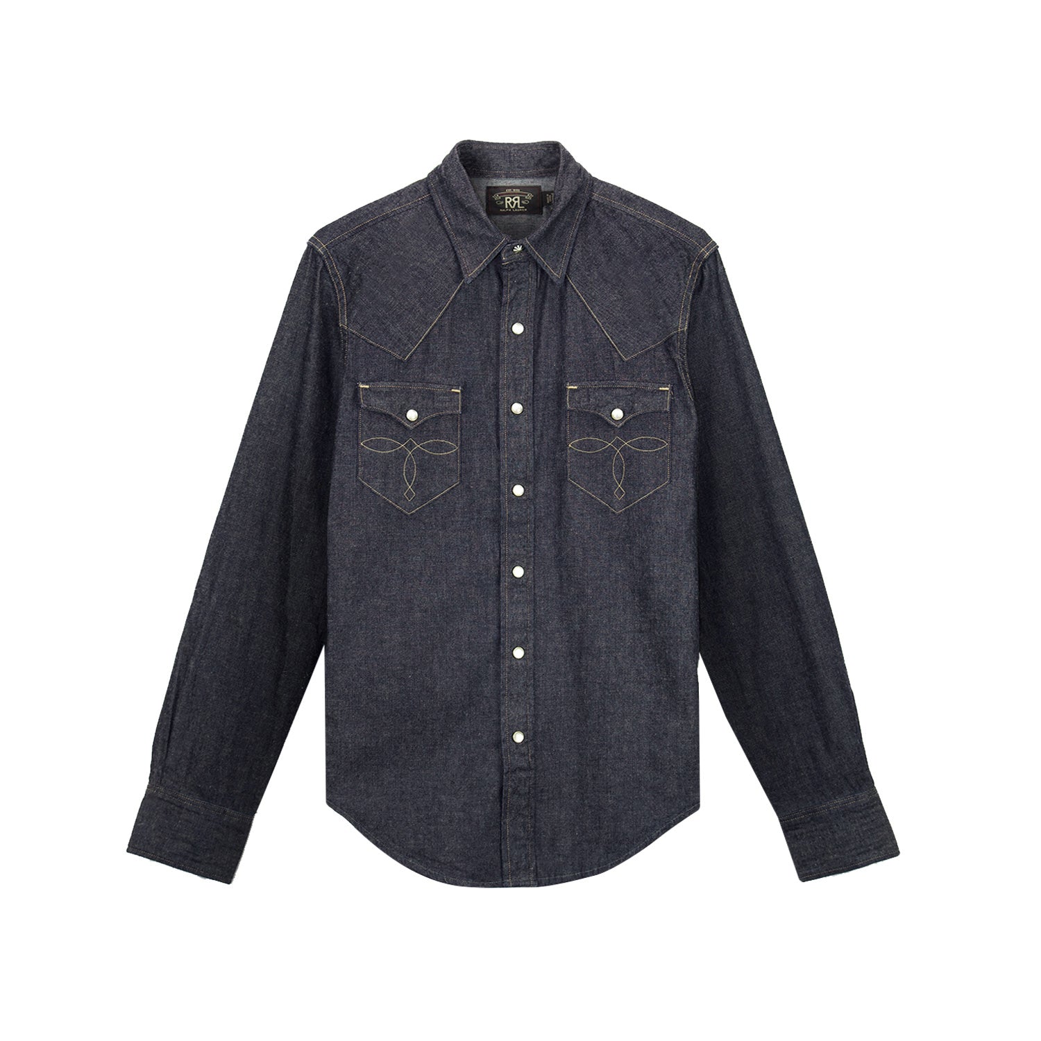 RRL Slim Fit Denim Western Shirt Indigo Rinse