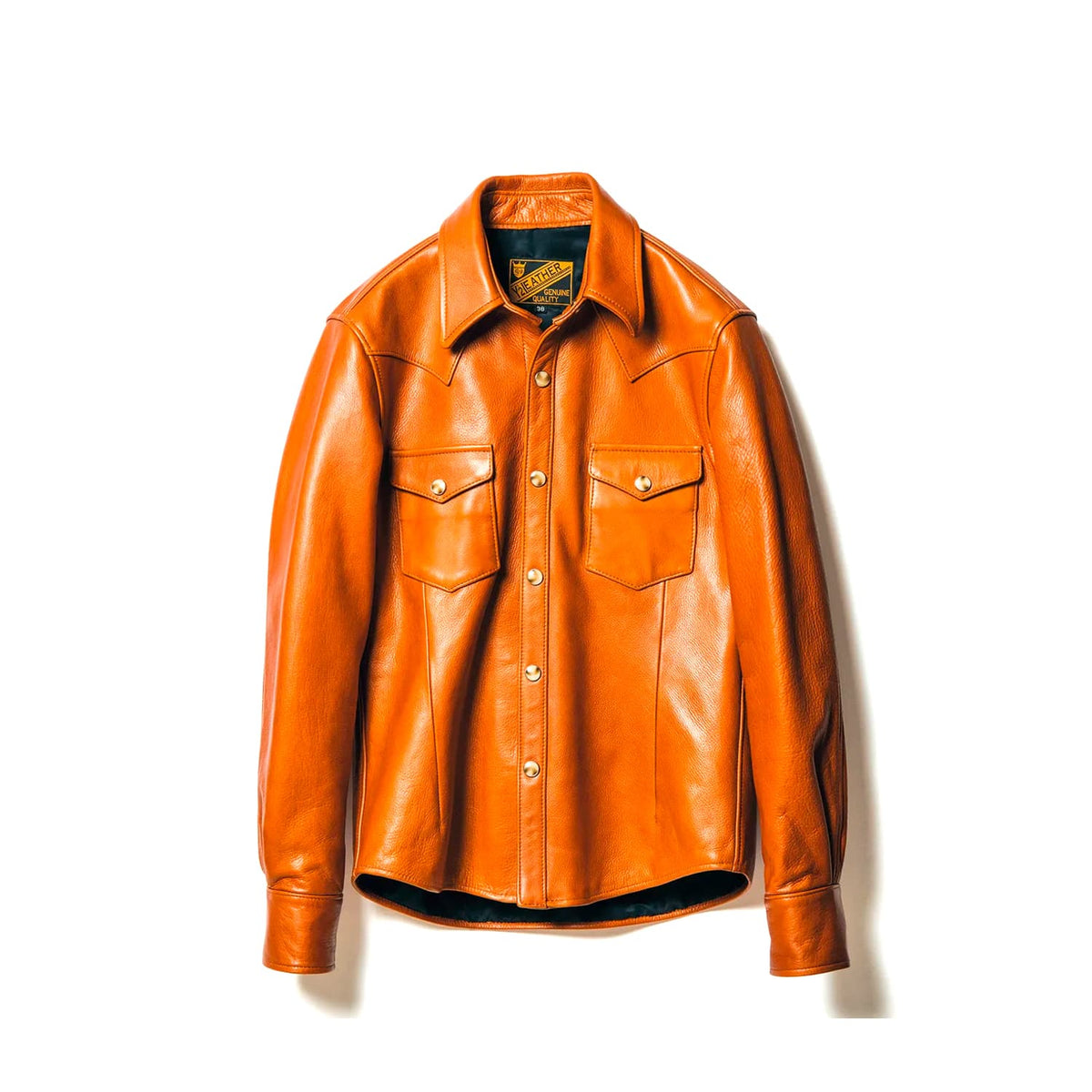 Y'2 Leather SS-13 Oiled Steerhide Western Shirt Camel FINAL SALE