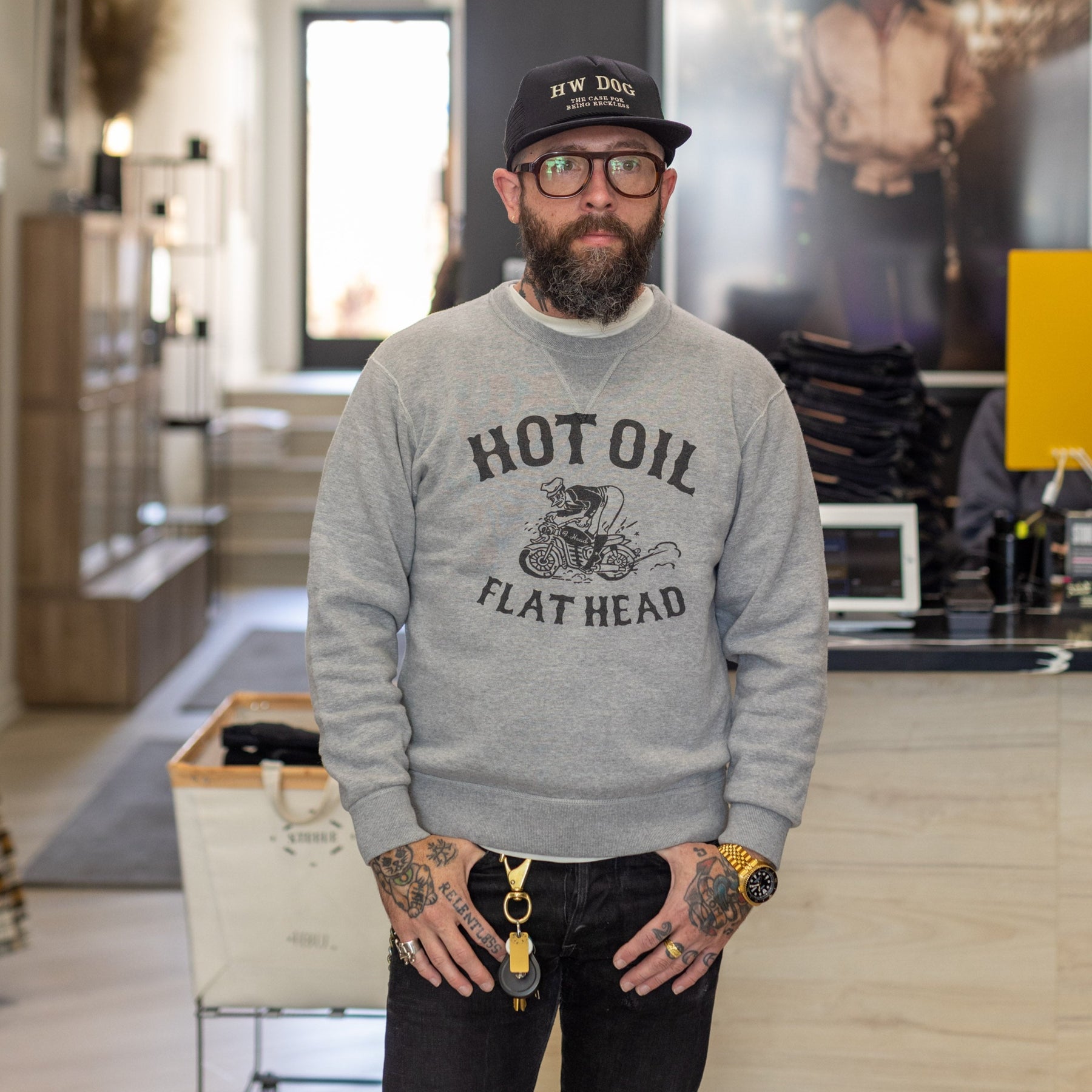 The Flat Head FN-SWC-212 Sweatshirt Hot Oil Gray