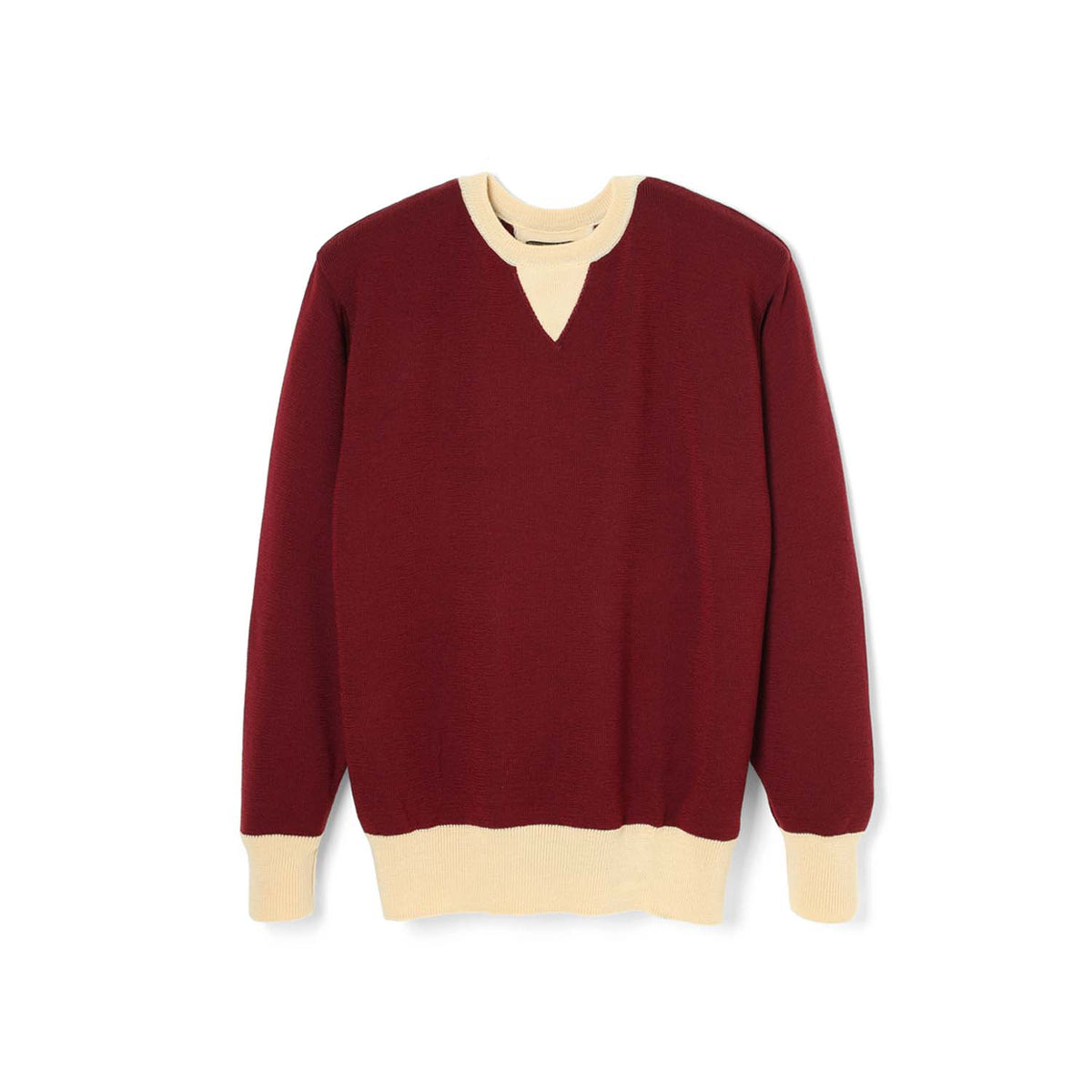 Stevenson Overall Co. V-Gusset Wool Knitted Sweat Shirt Burgundy FINAL SALE