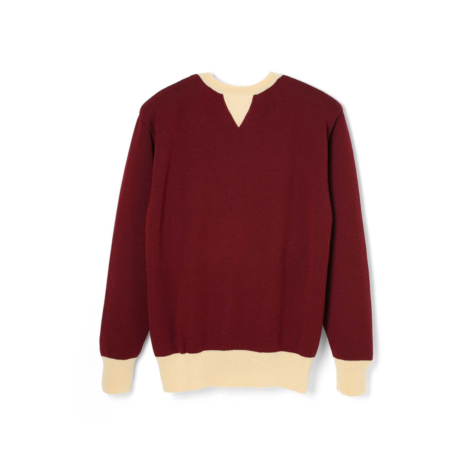 Stevenson Overall Co. V-Gusset Wool Knitted Sweat Shirt Burgundy FINAL SALE