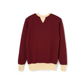 Stevenson Overall Co. V-Gusset Wool Knitted Sweat Shirt Burgundy FINAL SALE