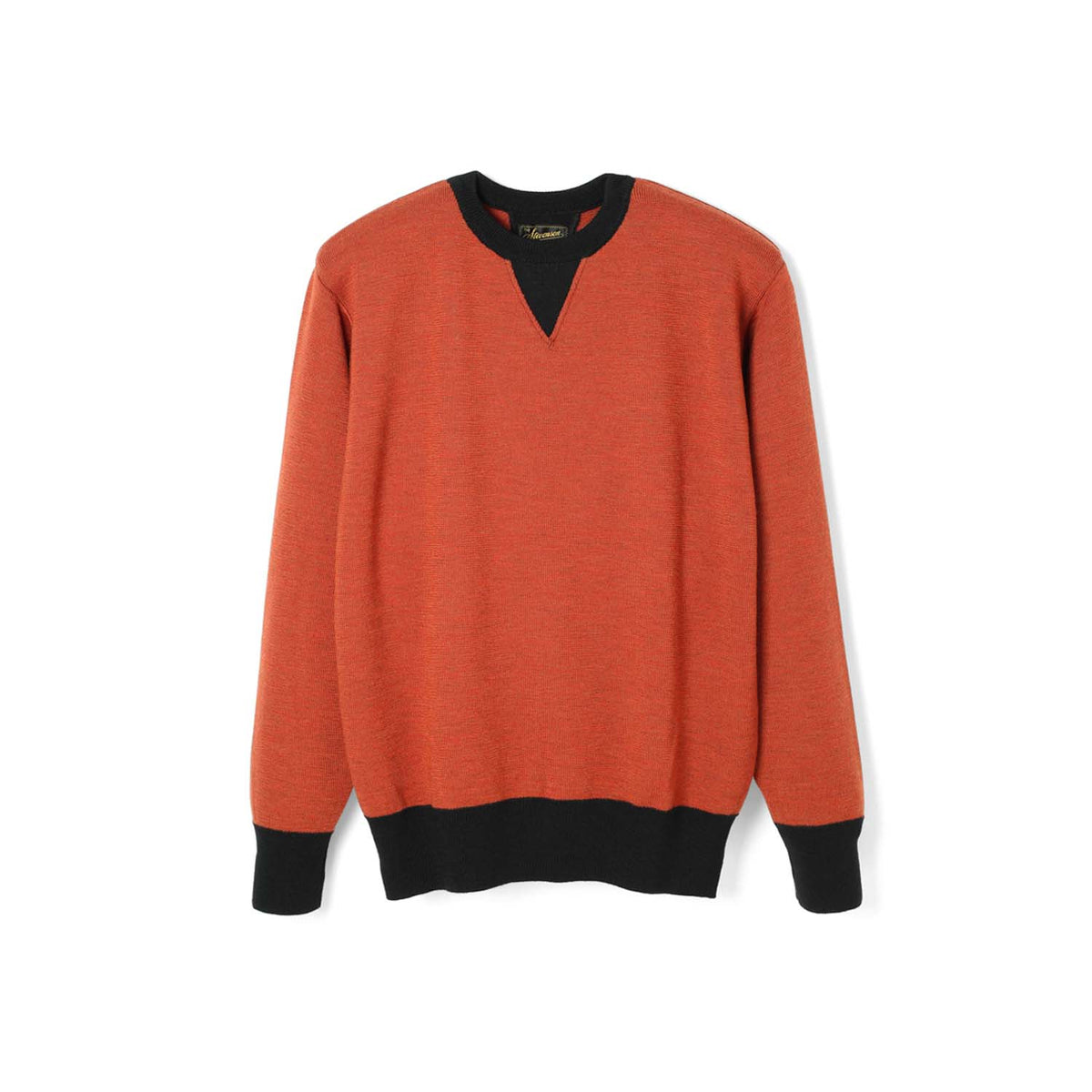 Stevenson Overall Co. V-Gusset Wool Knitted Sweat Shirt Orange FINAL SALE