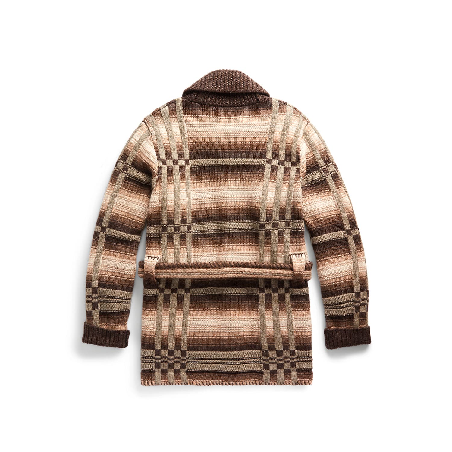 RRL Wool Blend Belted Cardigan Brown Multi