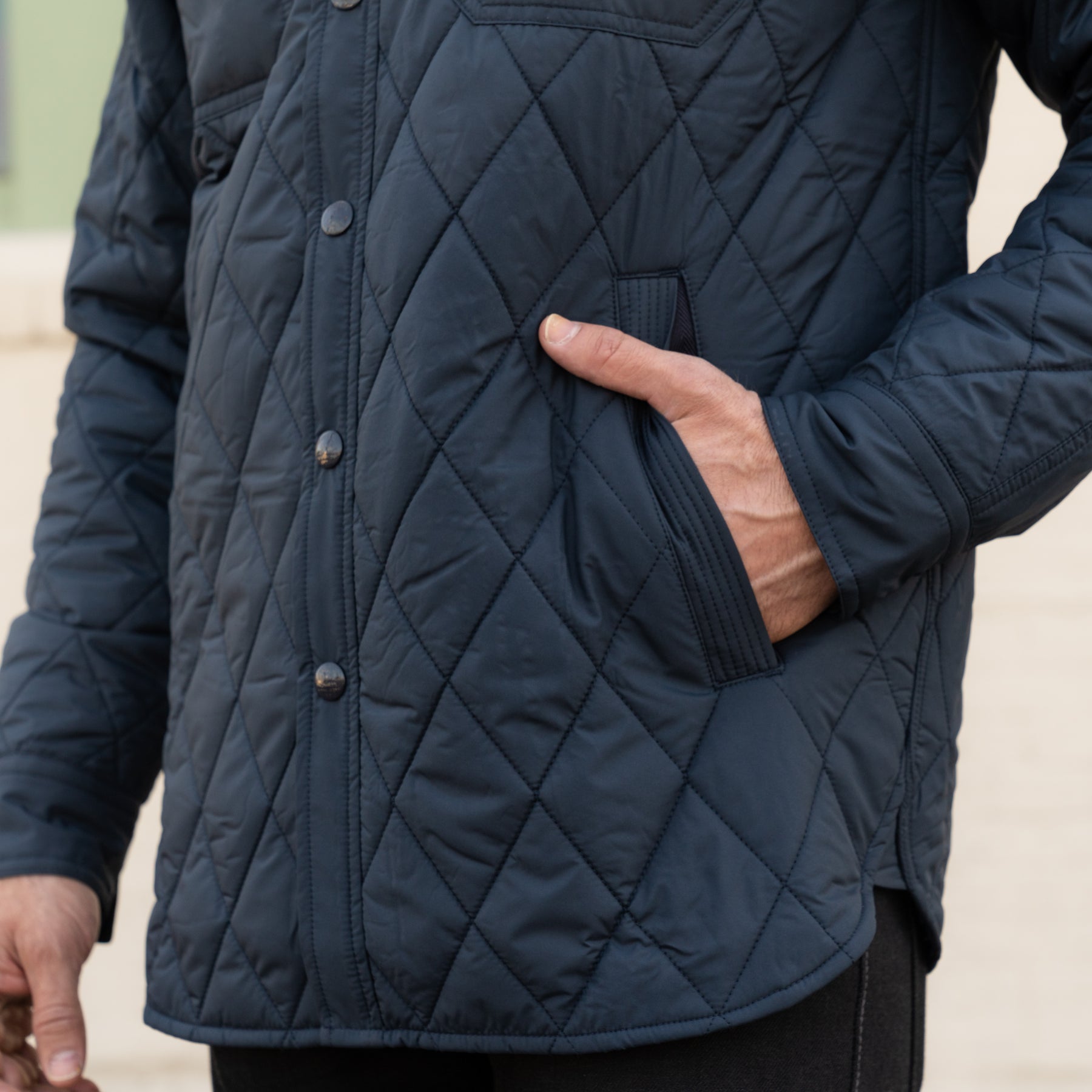 RRL Quilted Shirt Jacket Navy