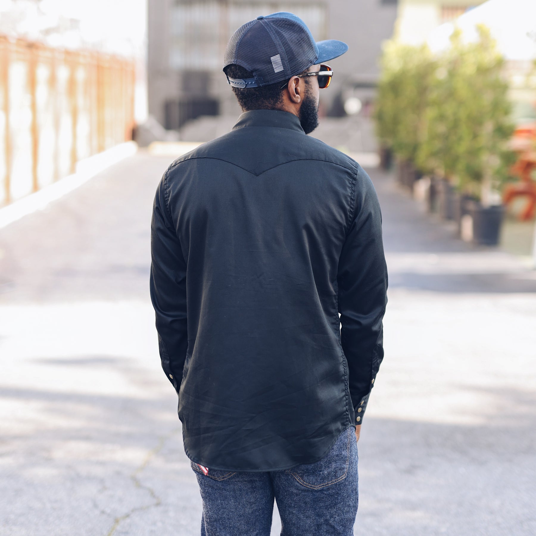 Full Count Satin Western Shirt Black FINAL SALE