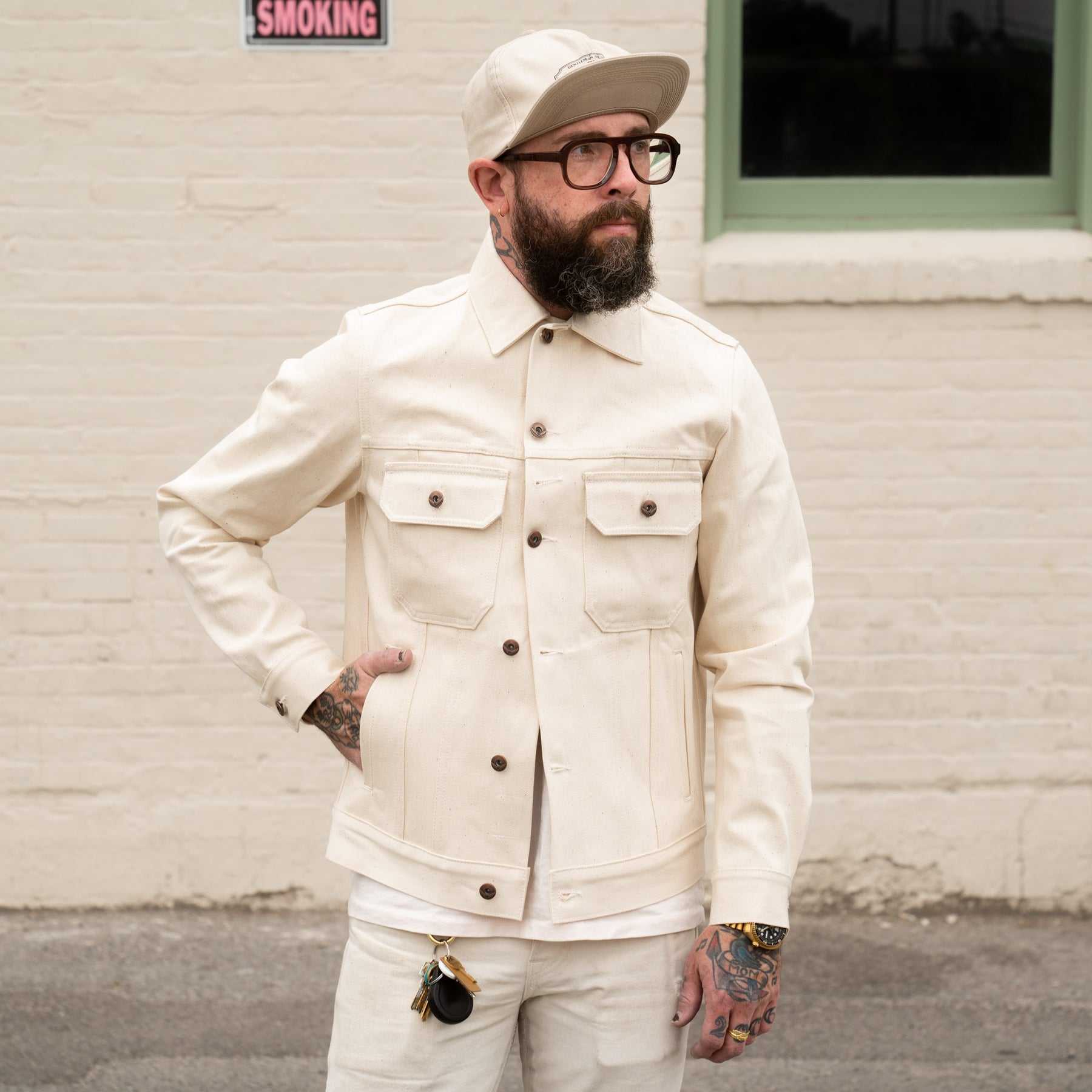 Rogue Territory Cruiser Jacket 14oz Ecru Selvedge