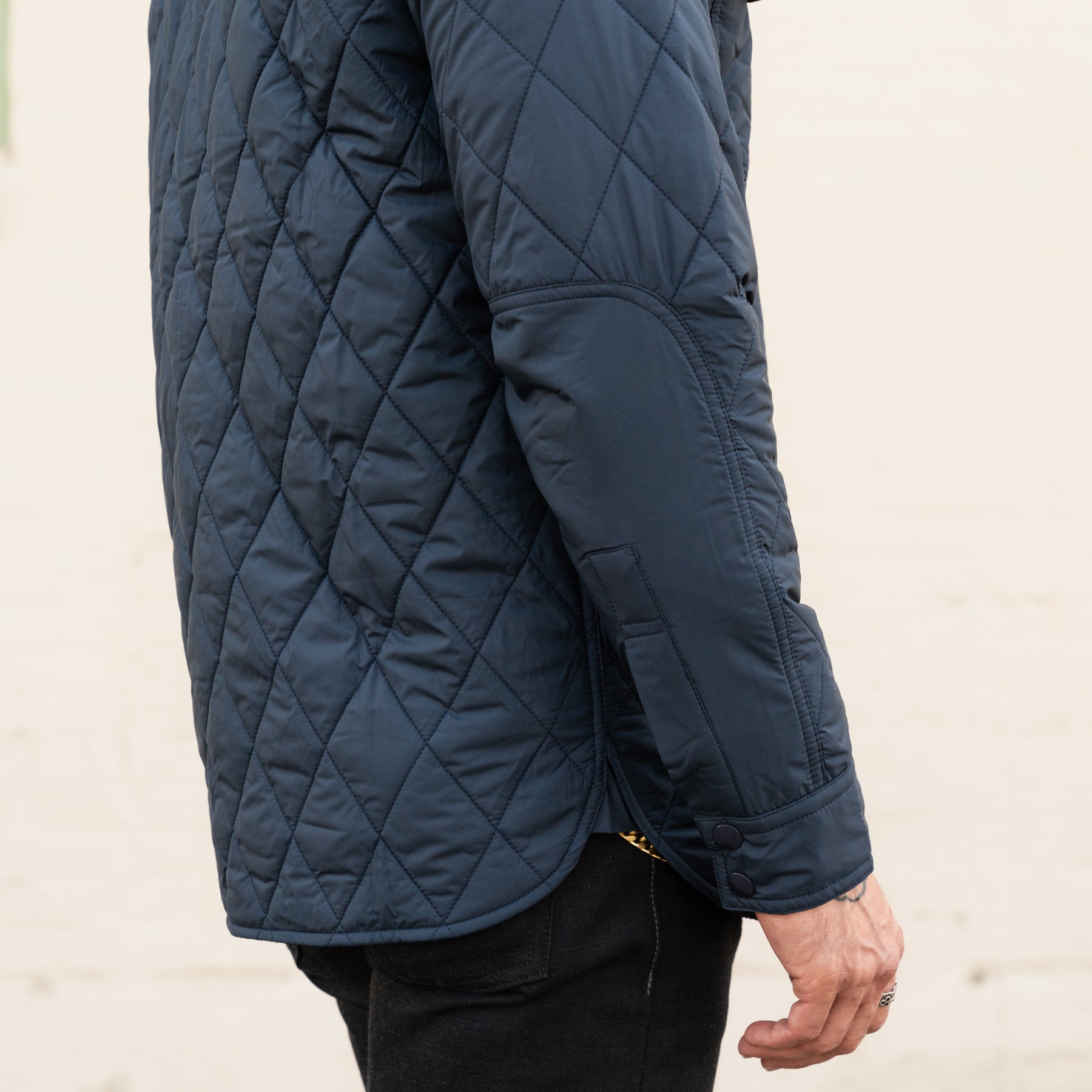RRL Quilted Shirt Jacket Navy