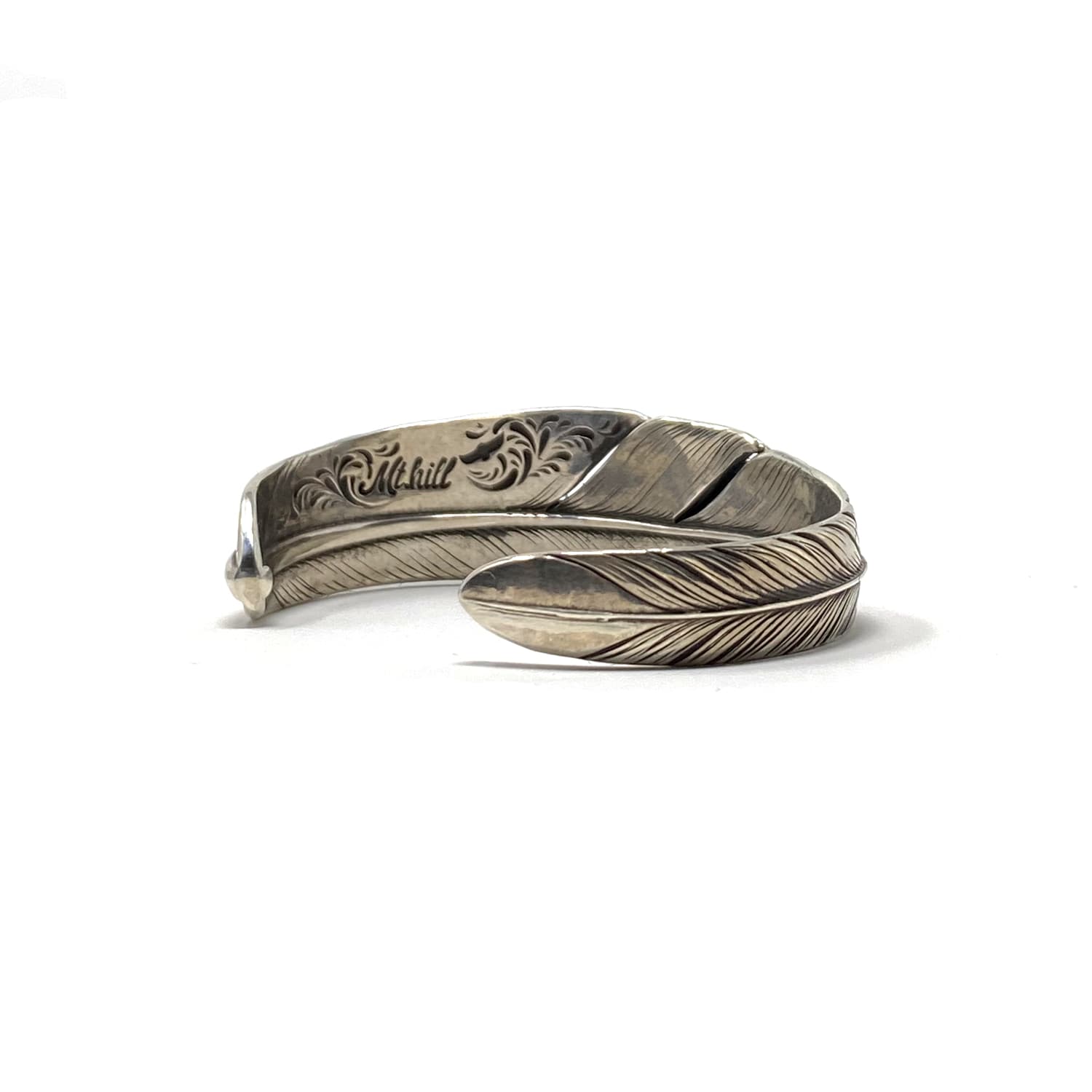 Mt. Hill Silver Slim Sterling Feather Cuff Kingston Turquoise