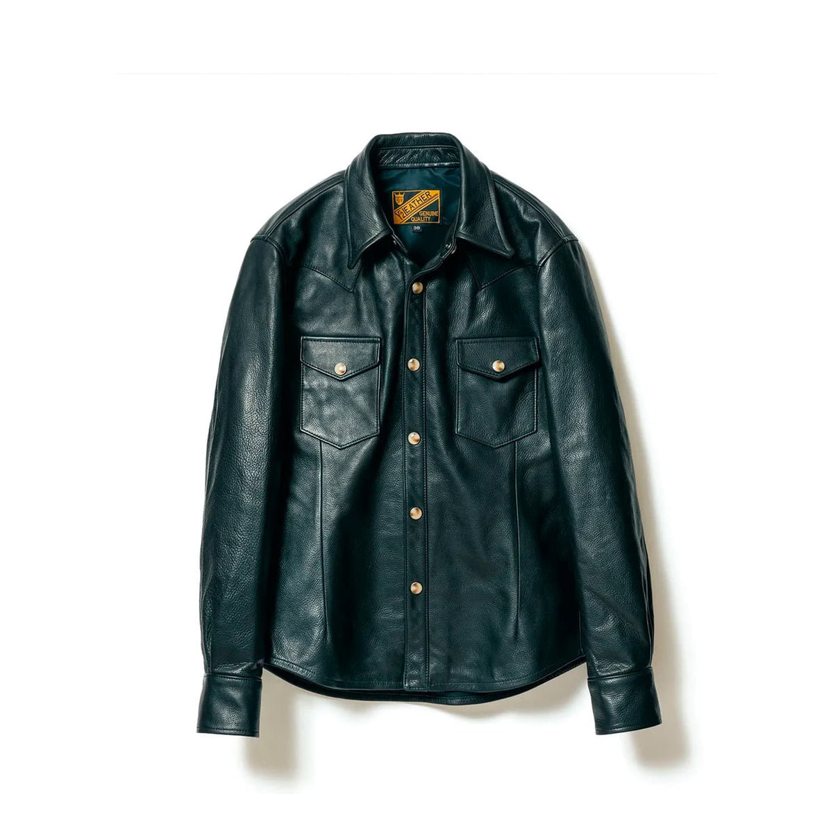 Y'2 Leather SS-13 Oiled Steerhide Western Shirt Black FINAL SALE