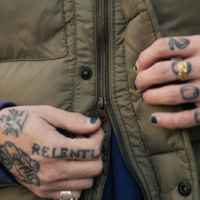 RRL Nylon/ Leather Ripstop Vest Vintage Olive