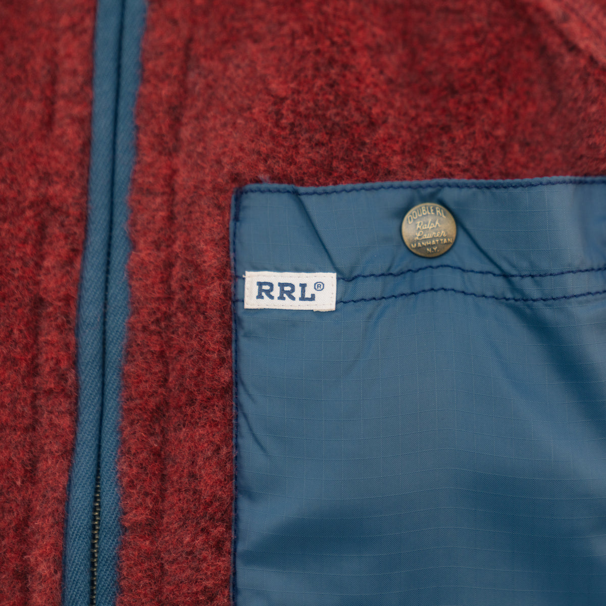RRL Wool-Blend Pile Fleece Jacket Red Heather