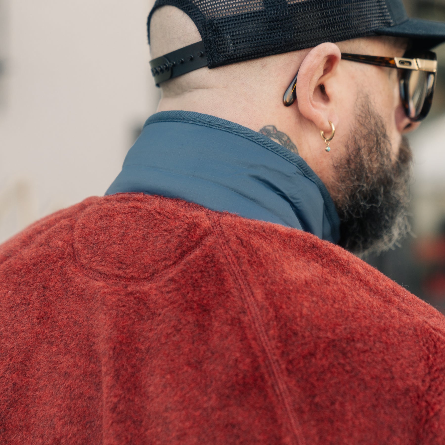 RRL Wool-Blend Pile Fleece Jacket Red Heather