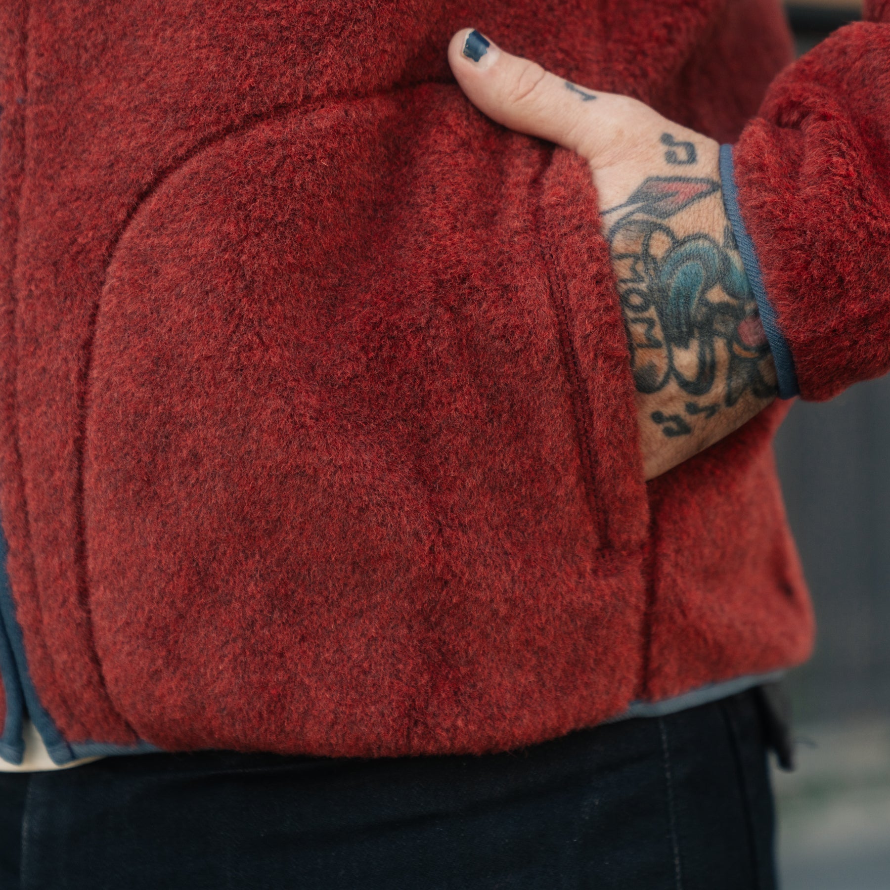 RRL Wool-Blend Pile Fleece Jacket Red Heather