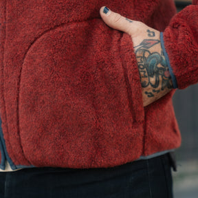 RRL Wool-Blend Pile Fleece Jacket Red Heather