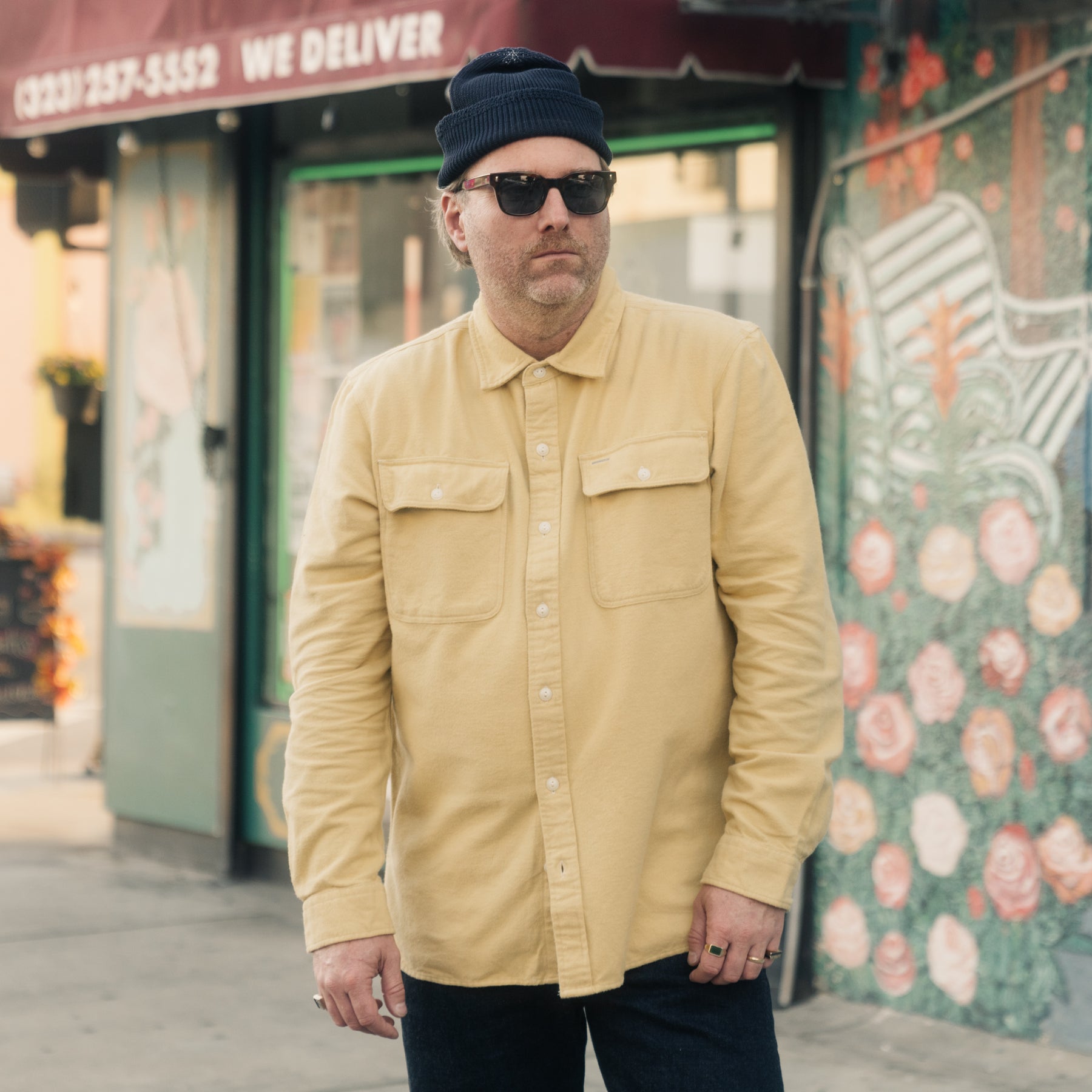 RRL Brushed Chamois Work Shirt Vintage Yellow
