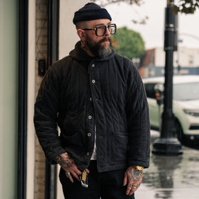 RRL Fleece-Collar Quilted Jersey Jacket Faded Black