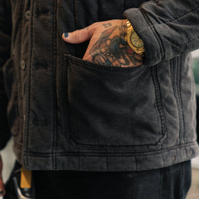 RRL Fleece-Collar Quilted Jersey Jacket Faded Black