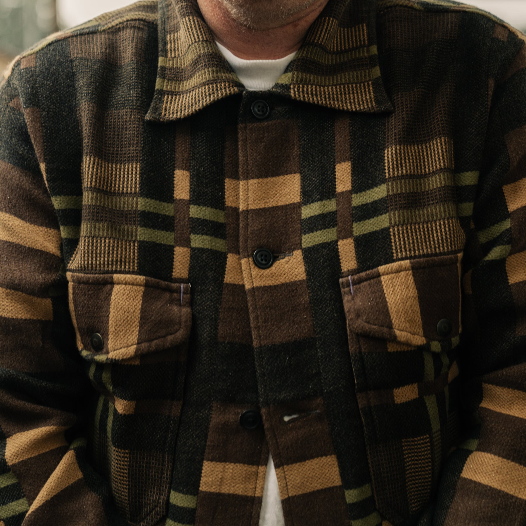 RRL Patterned Jacquard Overshirt Brown Multi