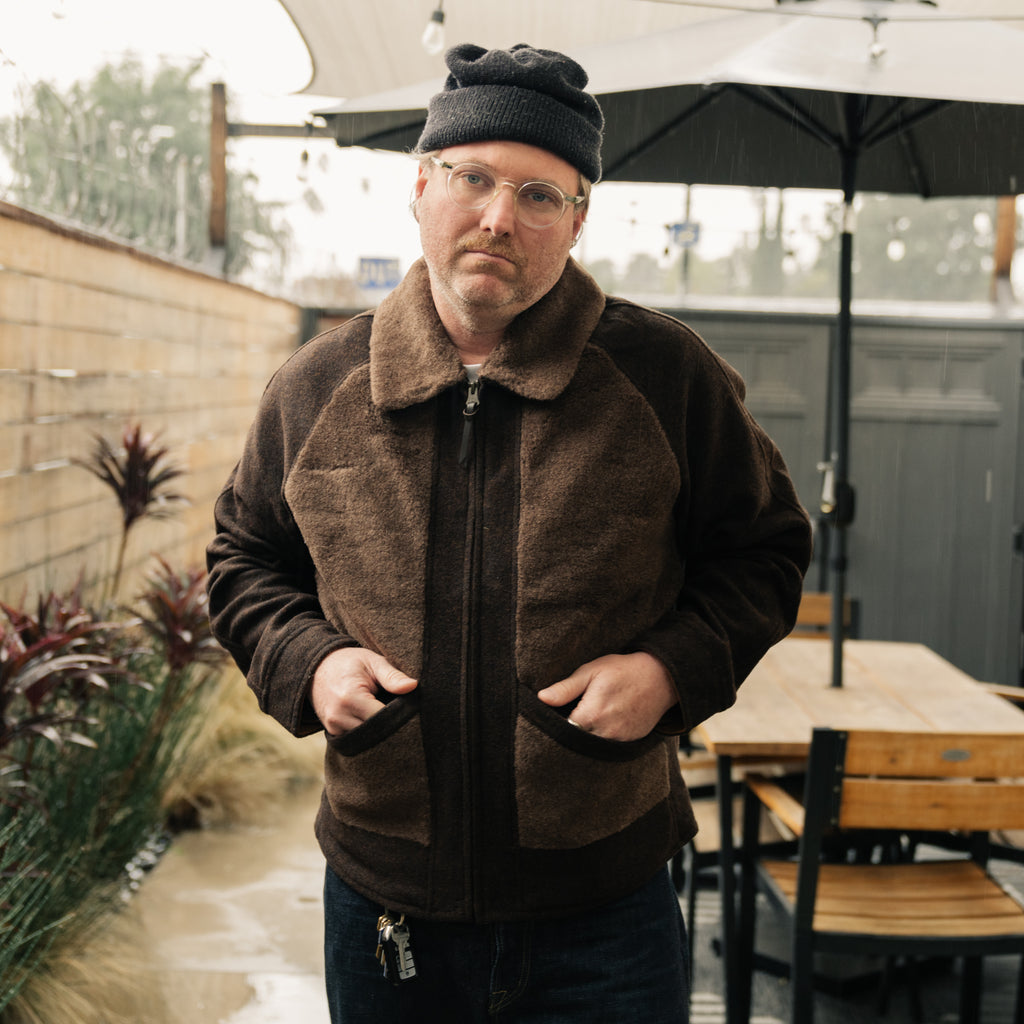 RRL Fleece-Paneled Jacquard Jacket Brown/ Multi