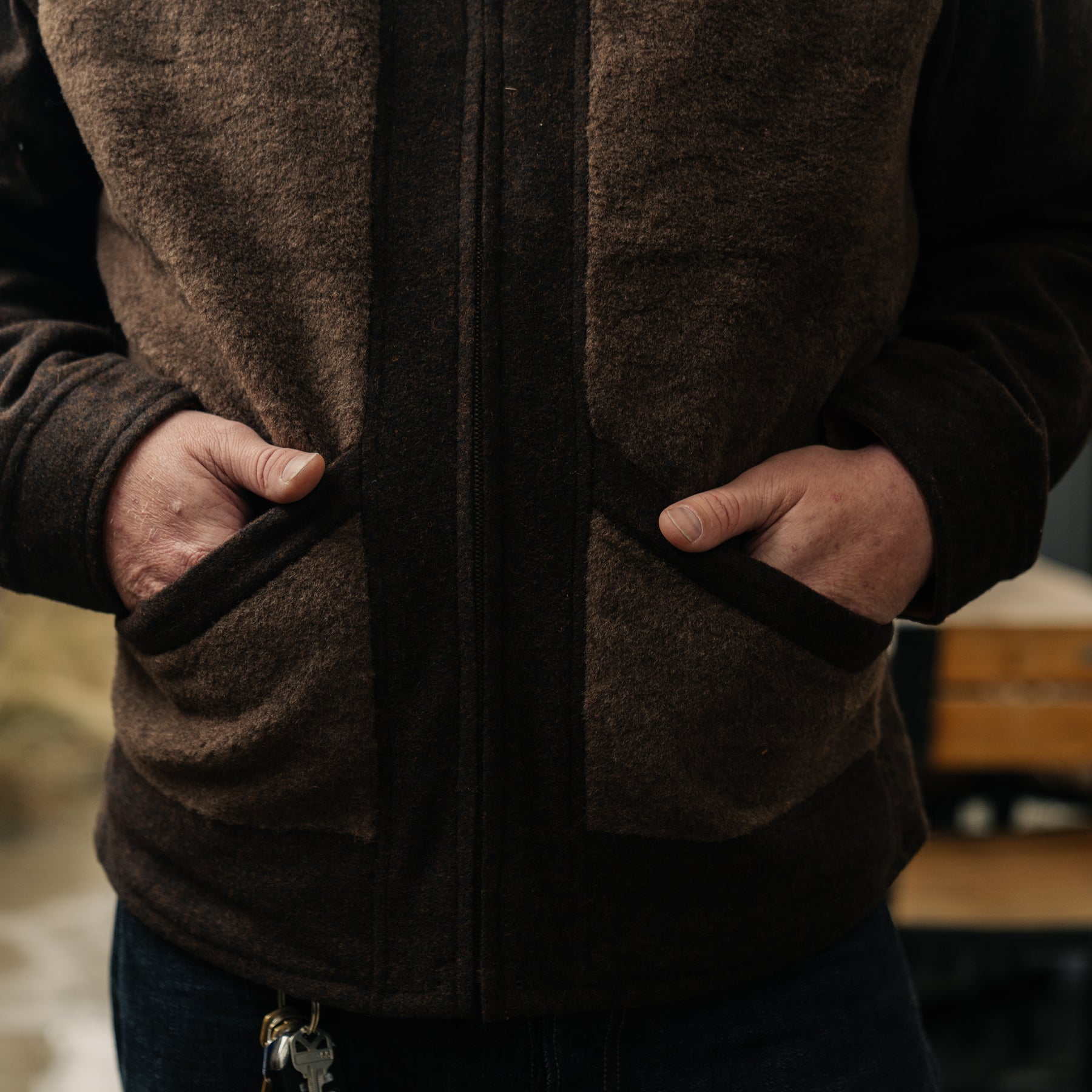 RRL Fleece-Paneled Jacquard Jacket Brown/ Multi