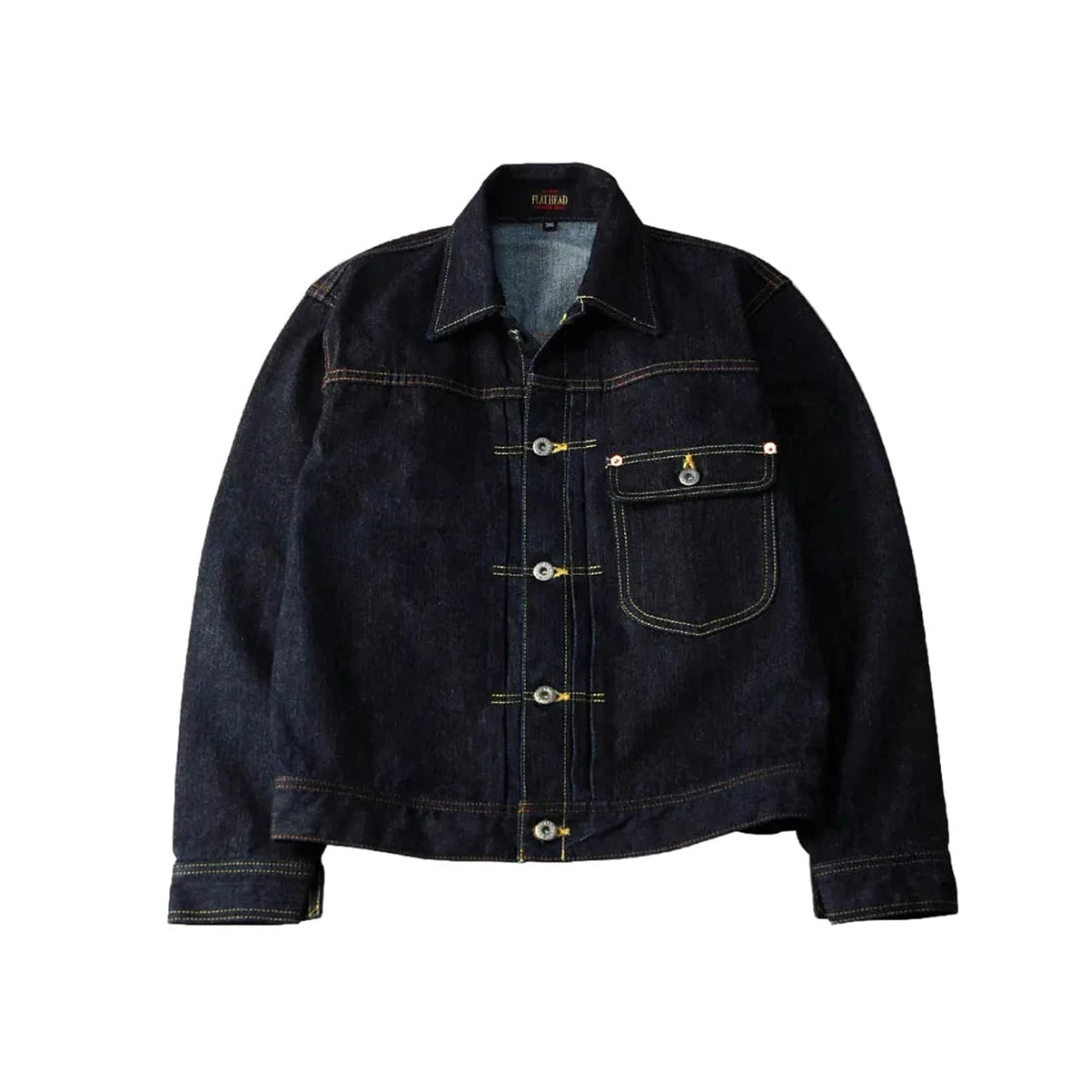 The Flat Head FN-OJ-D101C Left Hand Zimbabwe Cotton Denim Jacket Real Aging