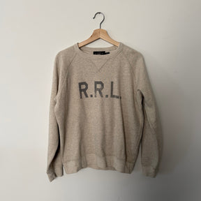 RRL Logo Fleece Sweatshirt Oatmeal Heather PRE-OWNED/ FINAL SALE