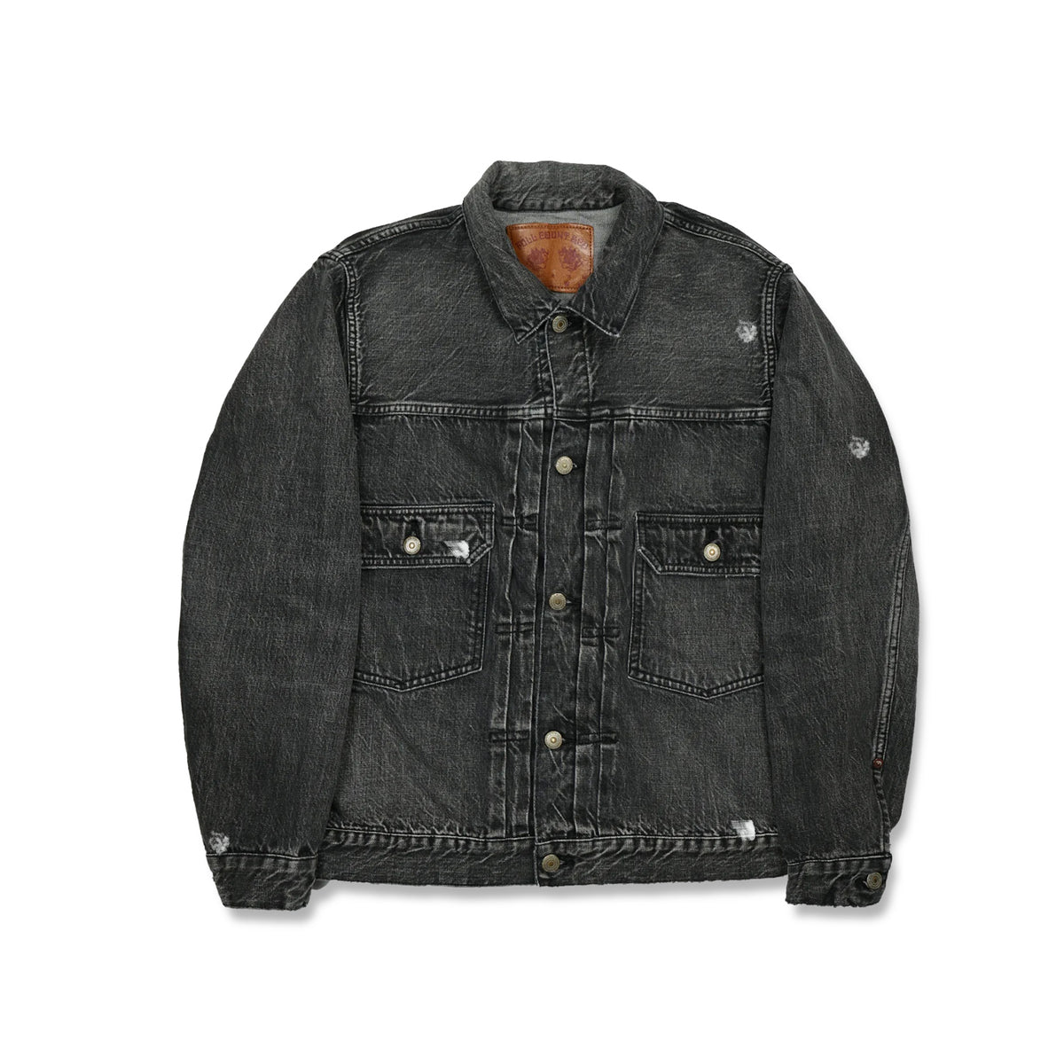 Full Count 2102BKHW-SP Type 2 Black Denim Jacket Dartford Splatter