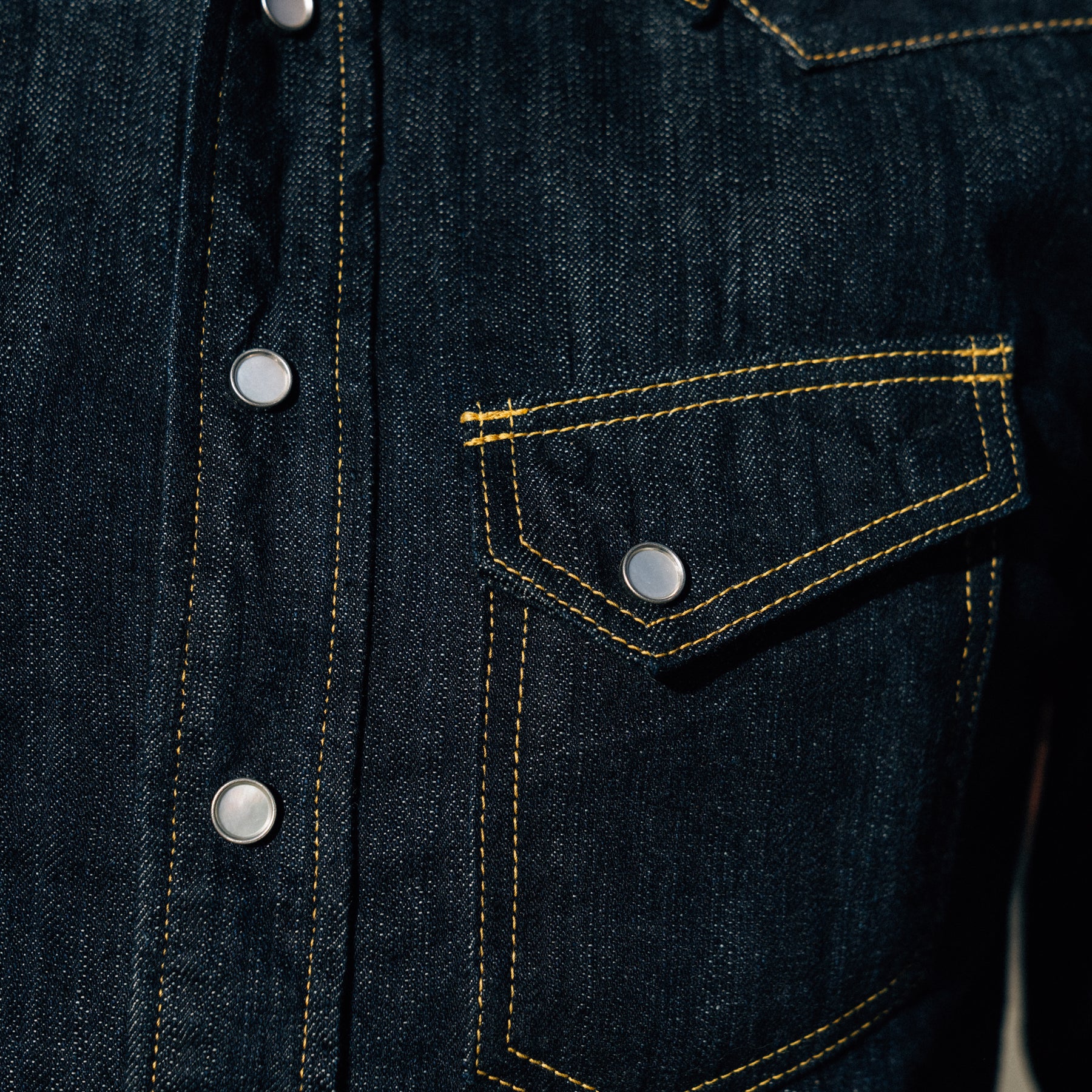 The Flat Head FN-SDW-001L 10oz Denim Western Shirt Blue